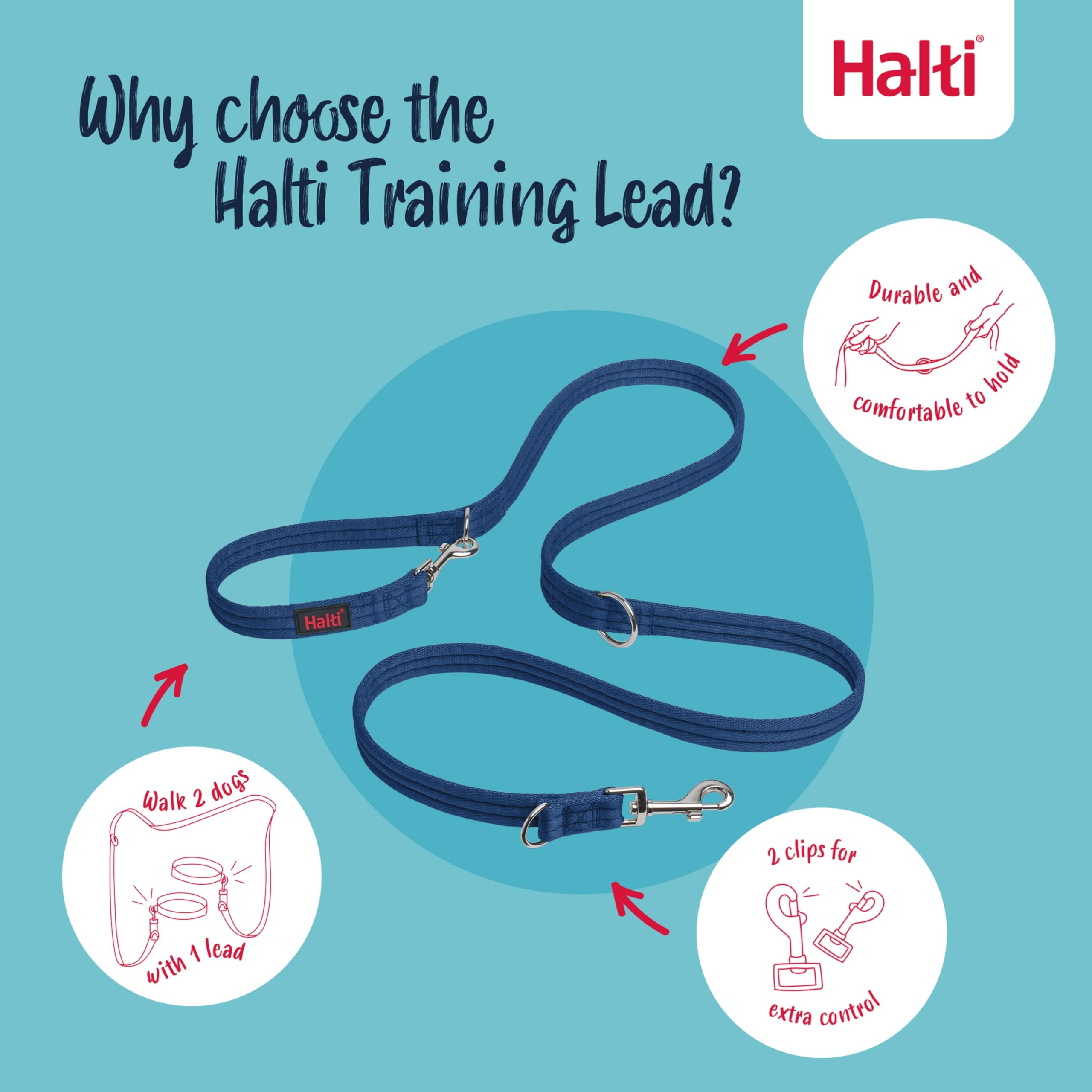 Halti Training Lead - Professional No-Pull Double-Ended Dog Lead | Size Small, Cobalt Blue 3