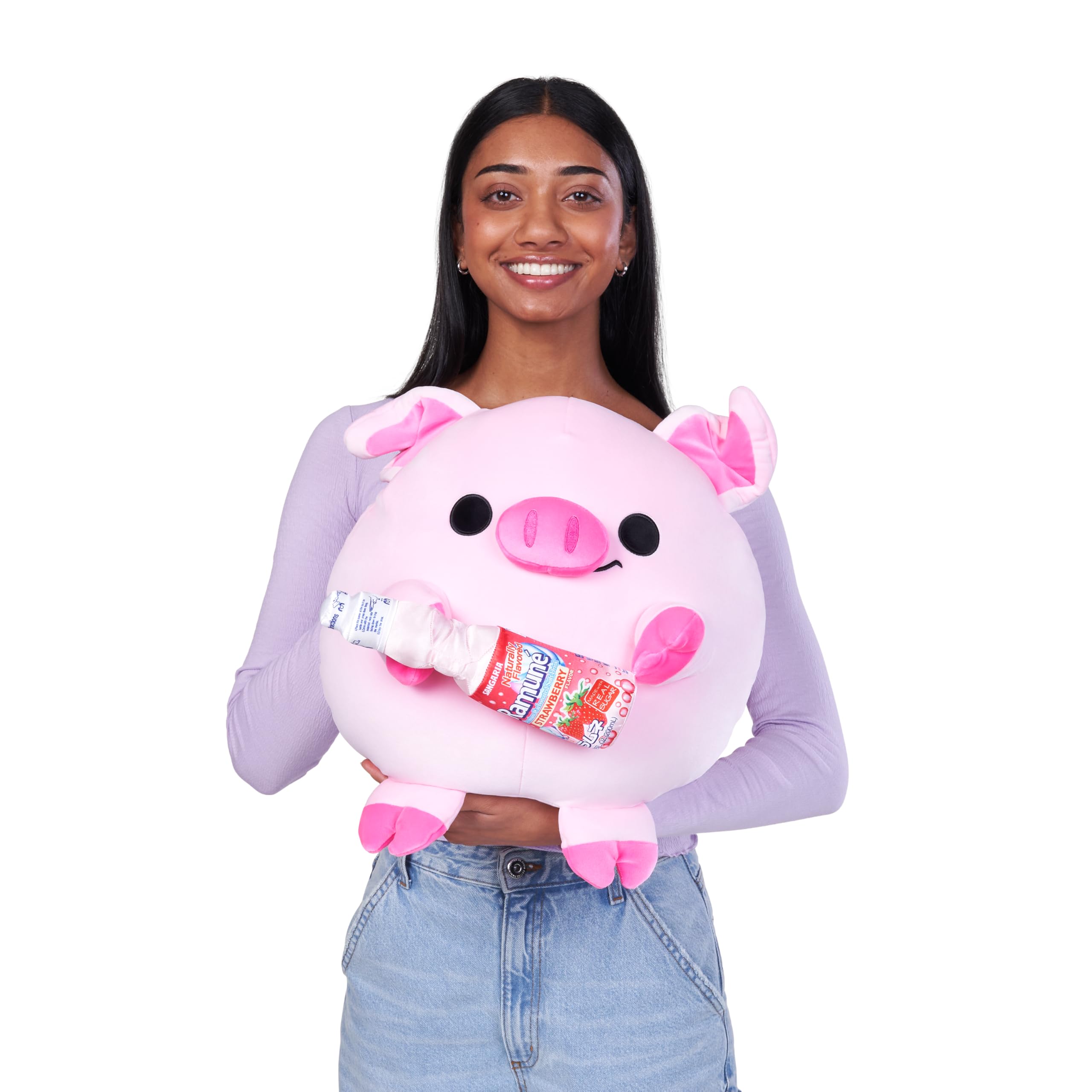 Snackles Piggy Anna Plush - 14-inch Super-Soft Collectible with Sangaria Strawberry Ramune Snack by ZURU 4