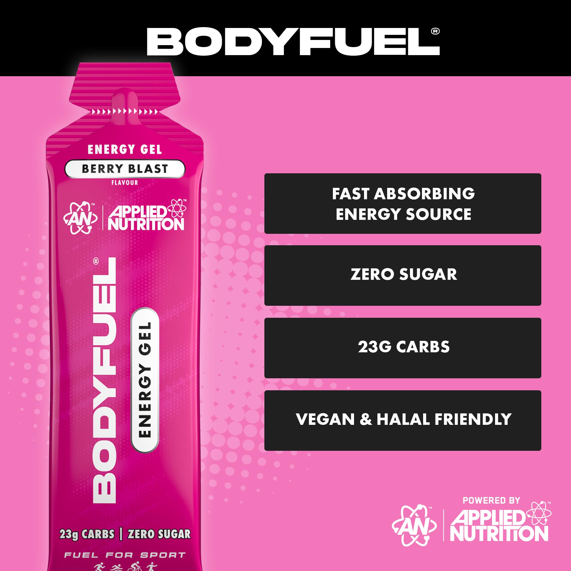 Applied Nutrition BodyFuel Energy Gel - 23g Fast Carbs | Zero Sugar | Vitamin C & B Complex | 20 Servings