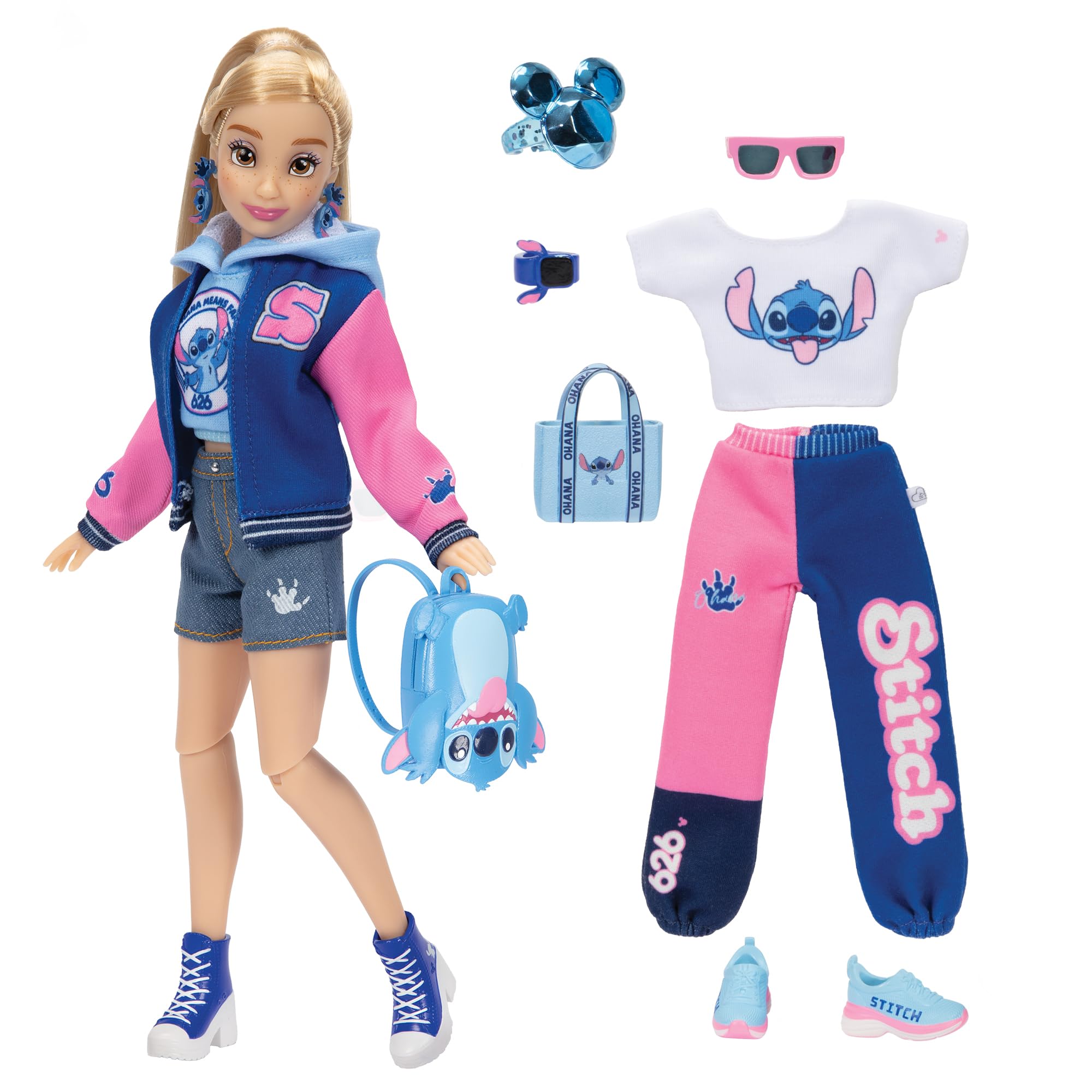 Disney ily 4EVER Stitch Fashion Doll with Varsity Jacket - 11.5" Tall, Poseable with Mickey Ring 1