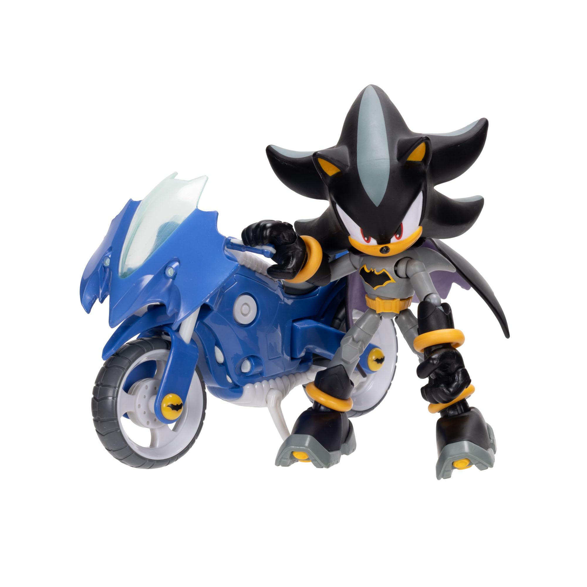 Sonic The Hedgehog Shadow as Batman & Batcycle Action Figure Set | 5-Inch Figure | 22 Points of Articulation