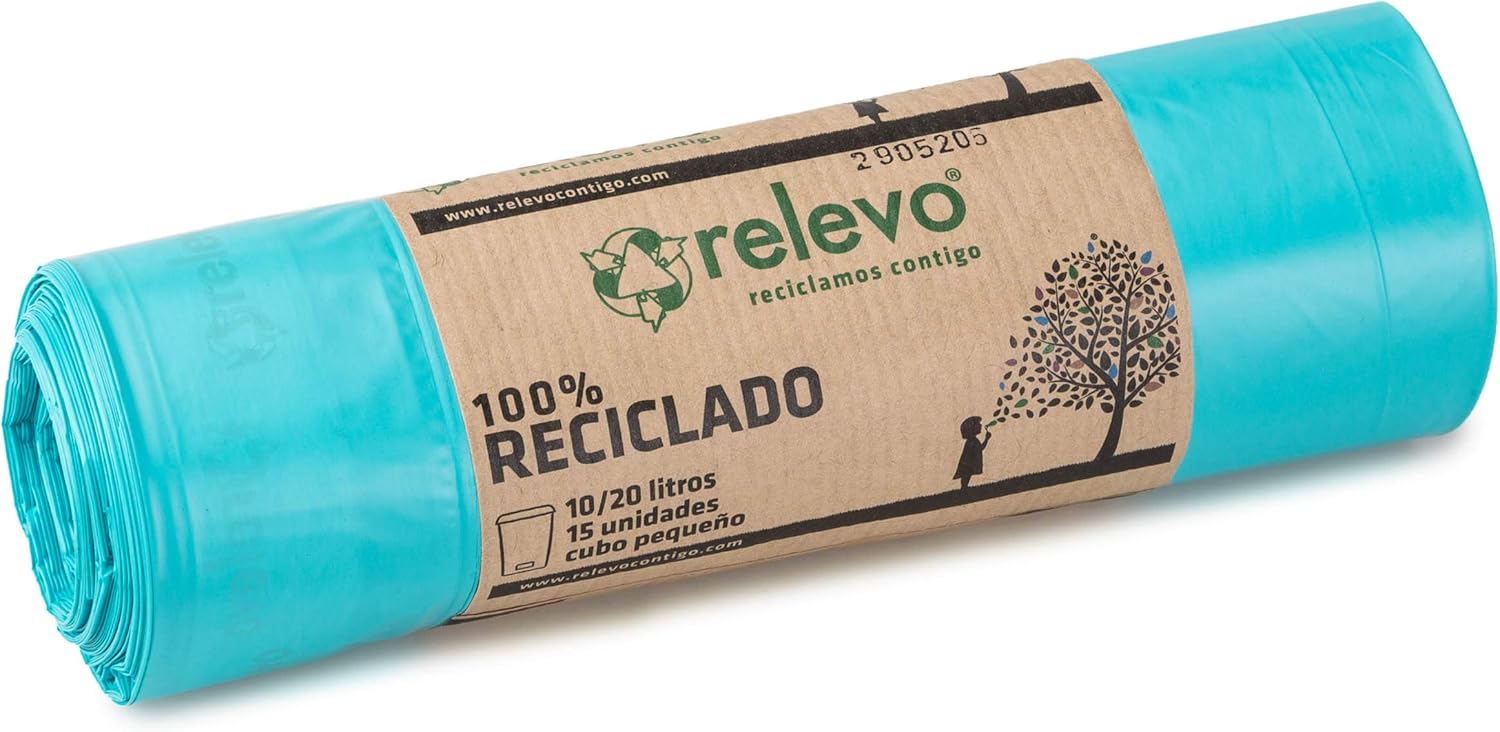 Relevo 100% Recycled Heavy Duty Bin Liners 20L - 15 Bags 1