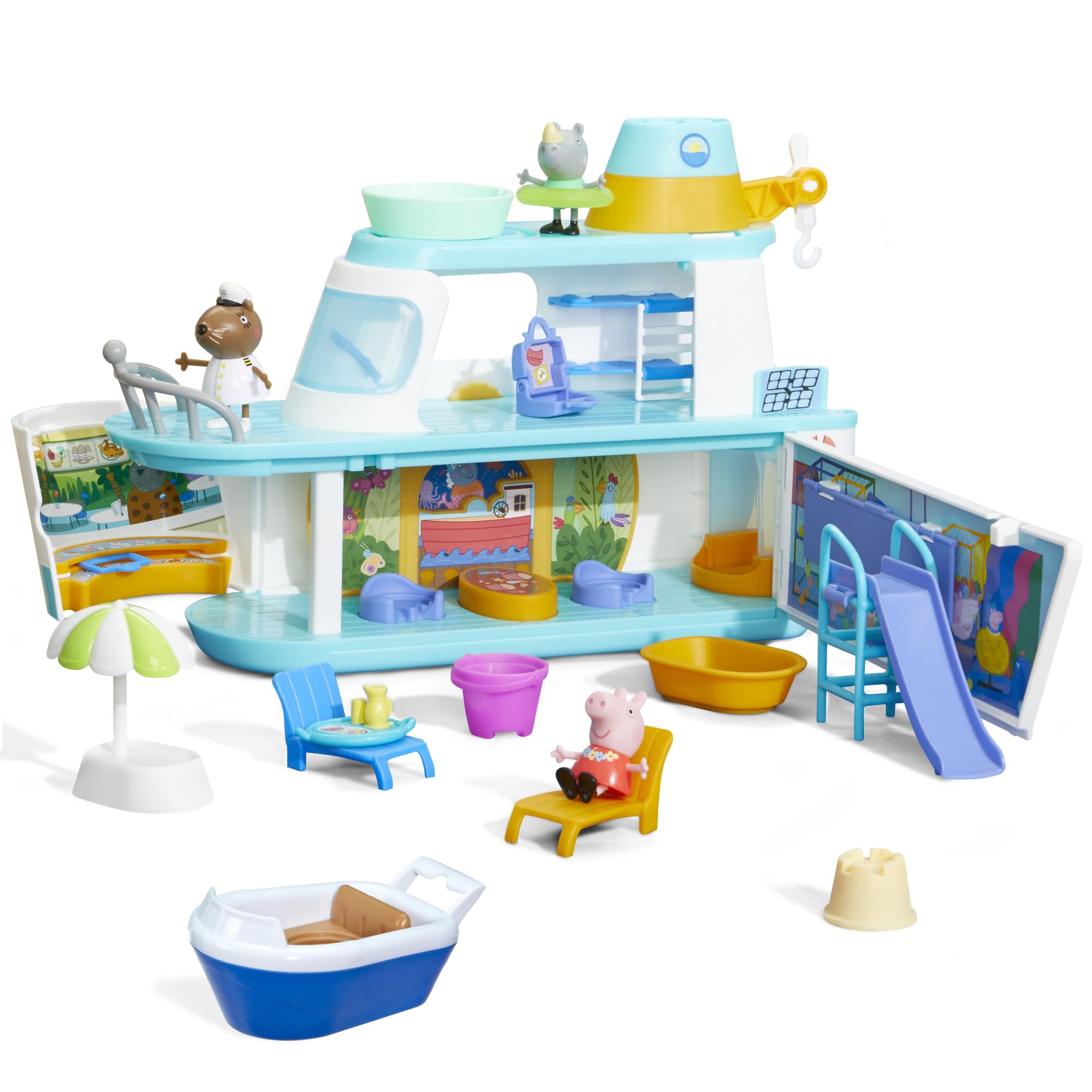 Peppa Pig Cruise Ship Playset - 17-Piece Multilevel Toy with Figures & Accessories for Ages 3+