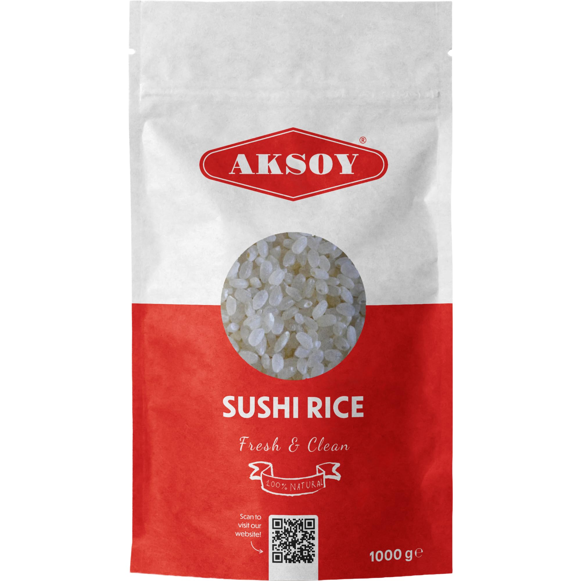 AKSOY Premium Quality Sushi Rice - 1 KG | Japanese Style Short Grain | Perfectly Sticky 1