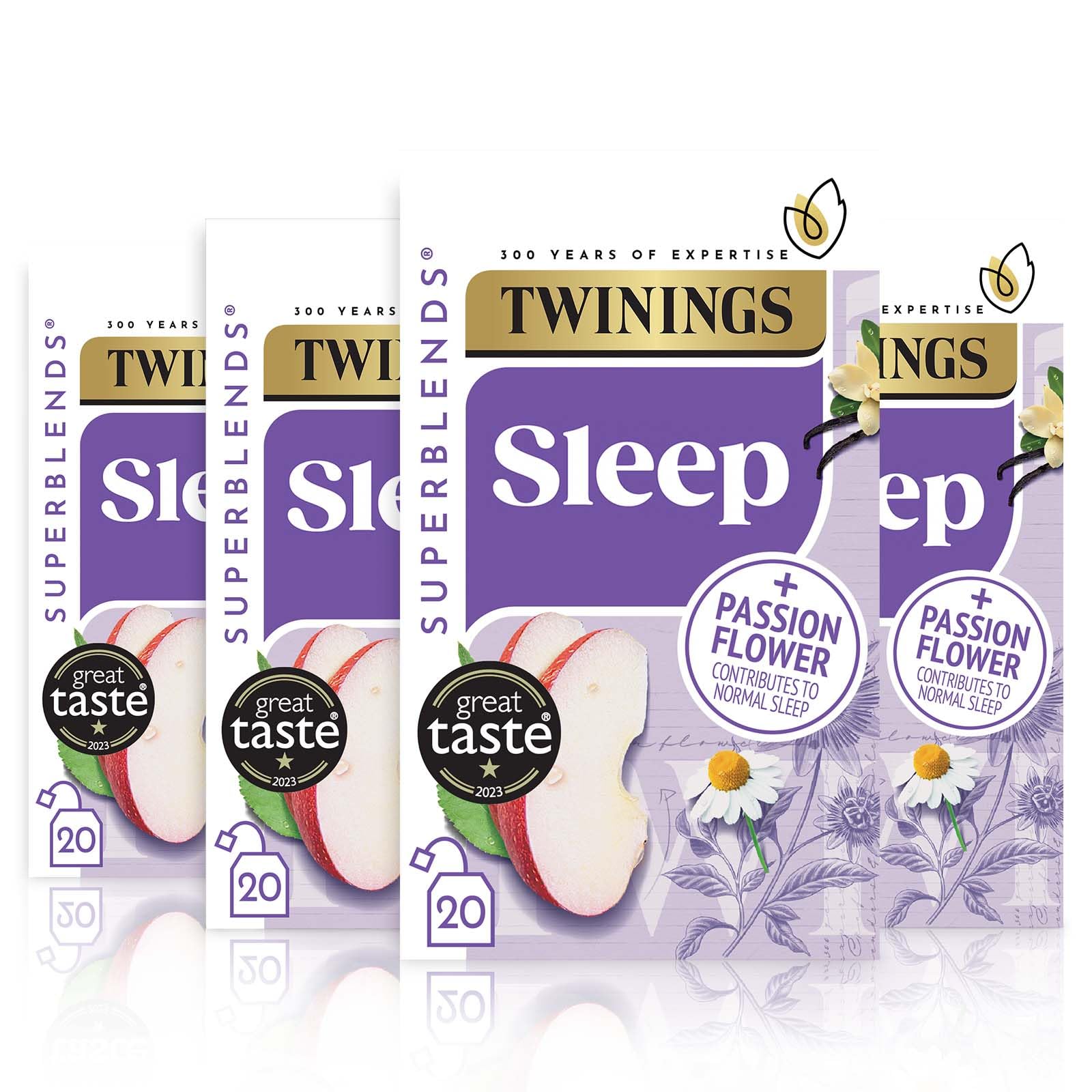 Twinings Superblends Sleep Tea - Spiced Apple & Vanilla Herbal Infusion with Camomile & Passion Flower - 80 Biodegradable Tea Bags
