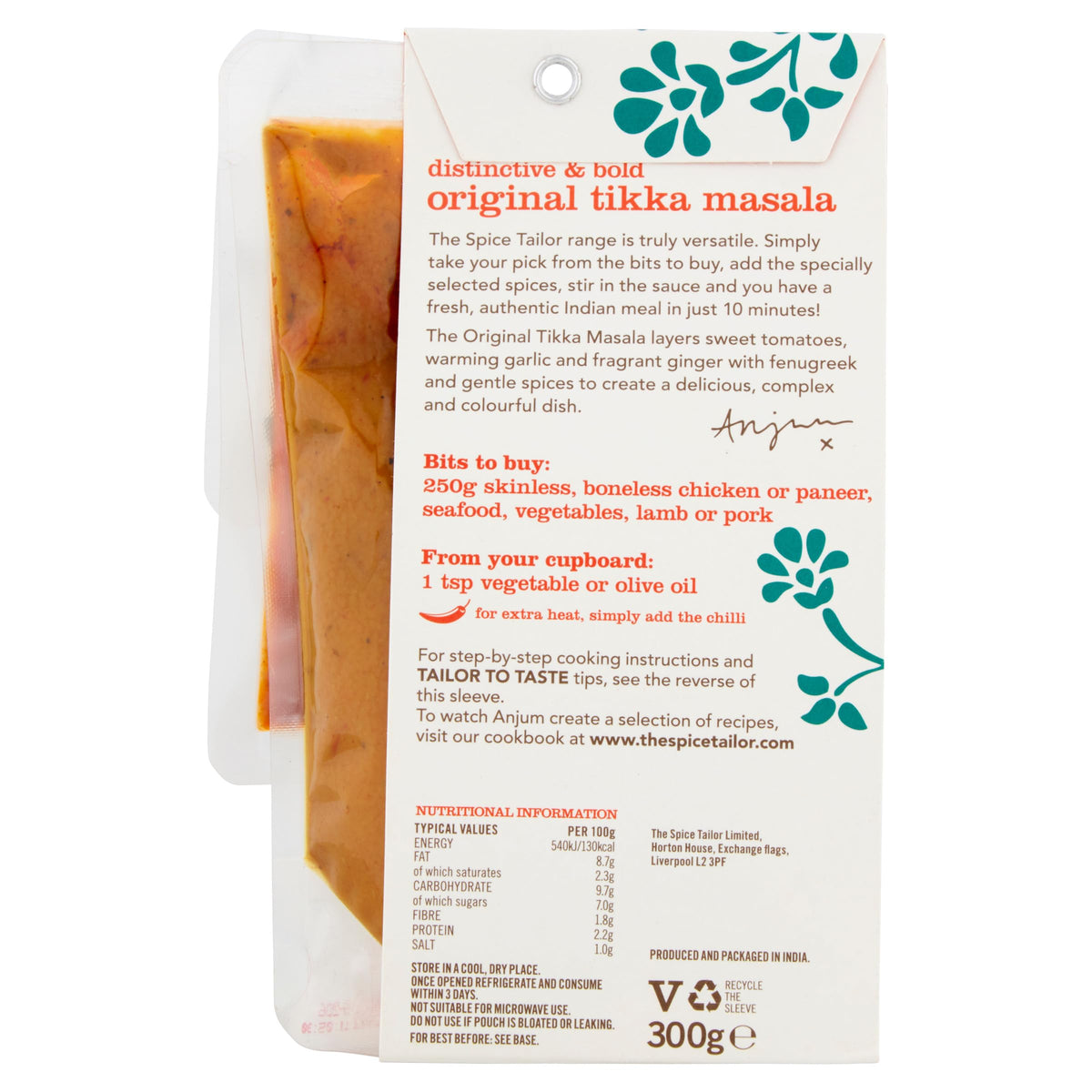 The Spice Tailor Original Tikka Masala Indian Curry Sauce Meal Kit - Serves 2-3 | Natural Ingredients