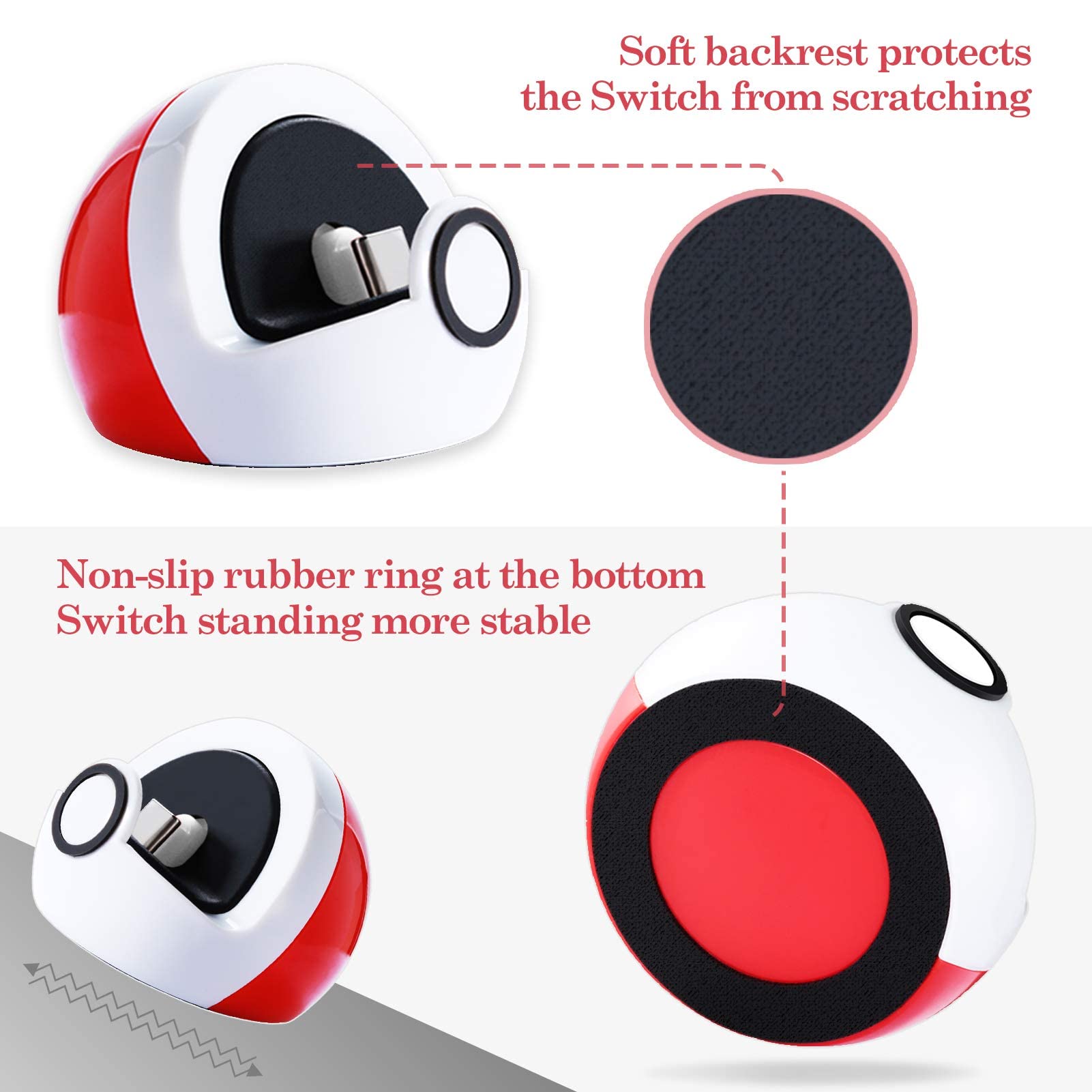 Antank Tiny Charging Dock for Nintendo Switch, Switch OLED & Switch Lite - Compact 45° Angle Charger Stand with Non-Slip Base 5