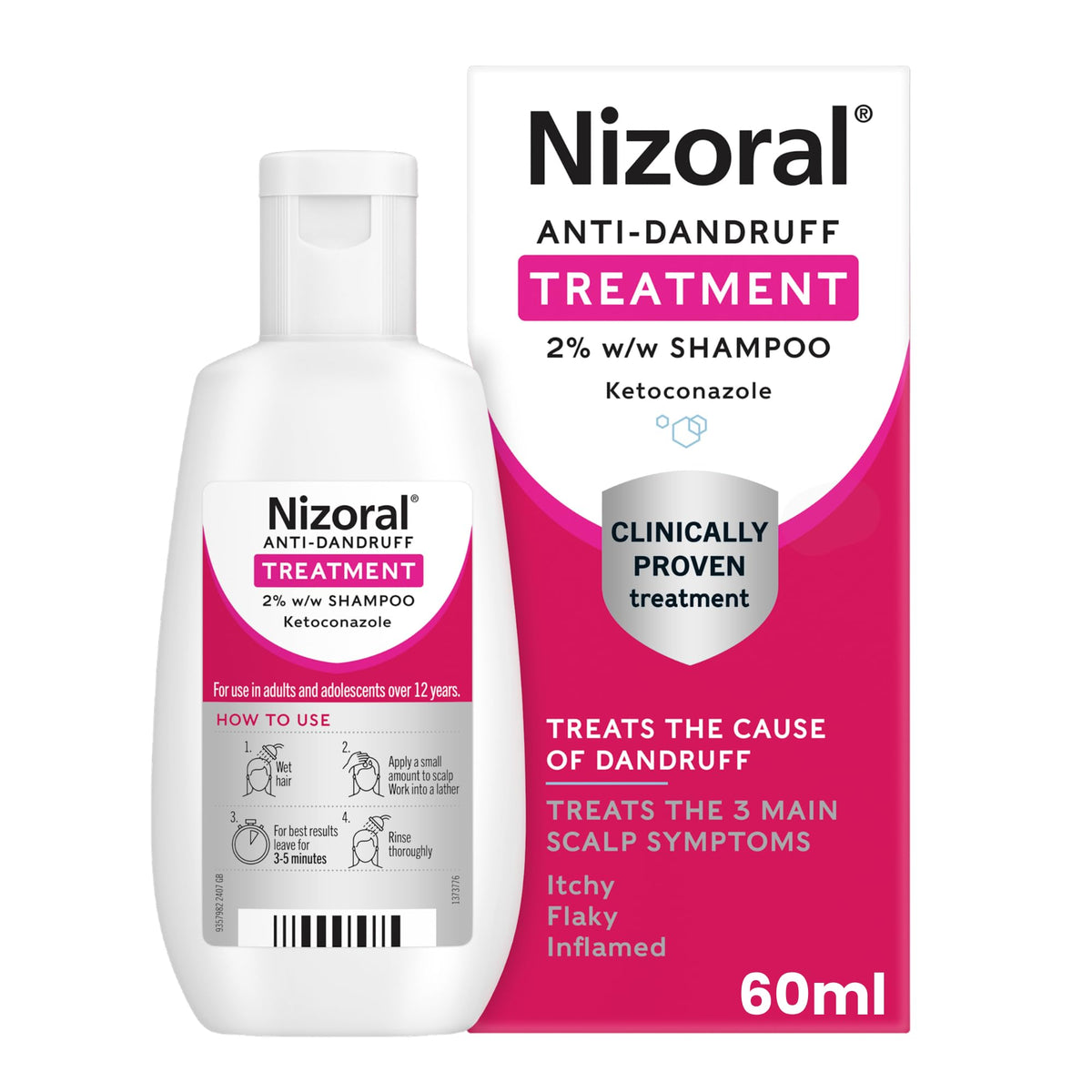 Nizoral Anti-Dandruff Treatment Shampoo - Ketoconazole 2%, 60 ml