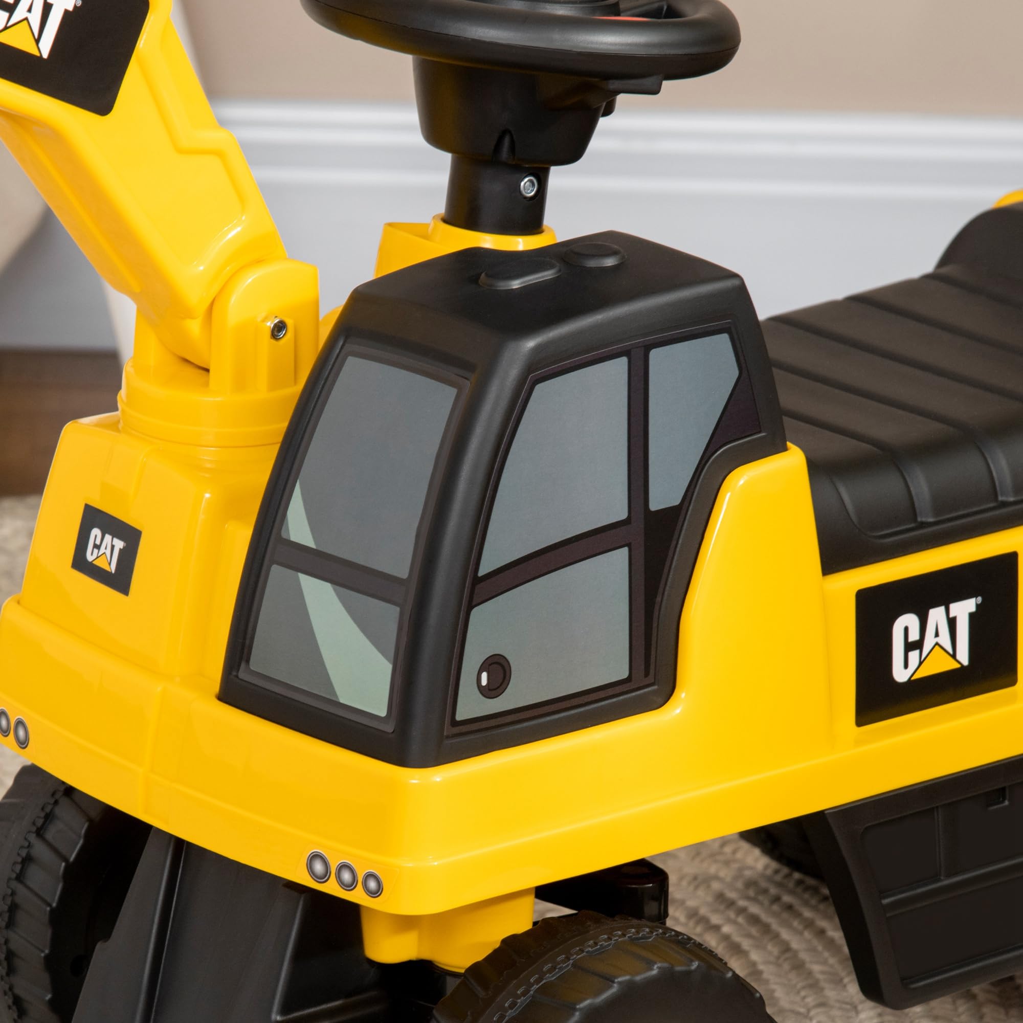 HOMCOM CAT Licensed Kids Ride-On Digger Toy | Foot-Powered | Ages 1-3 Years | Max Load 25kg 9