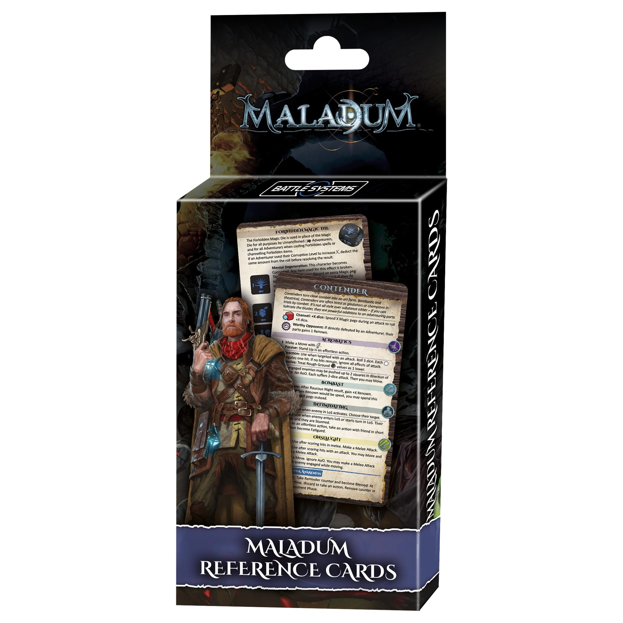 Battle Systems Maladum Reference Cards Deck – 25 Class, Dice & NPC Activation Cards 1