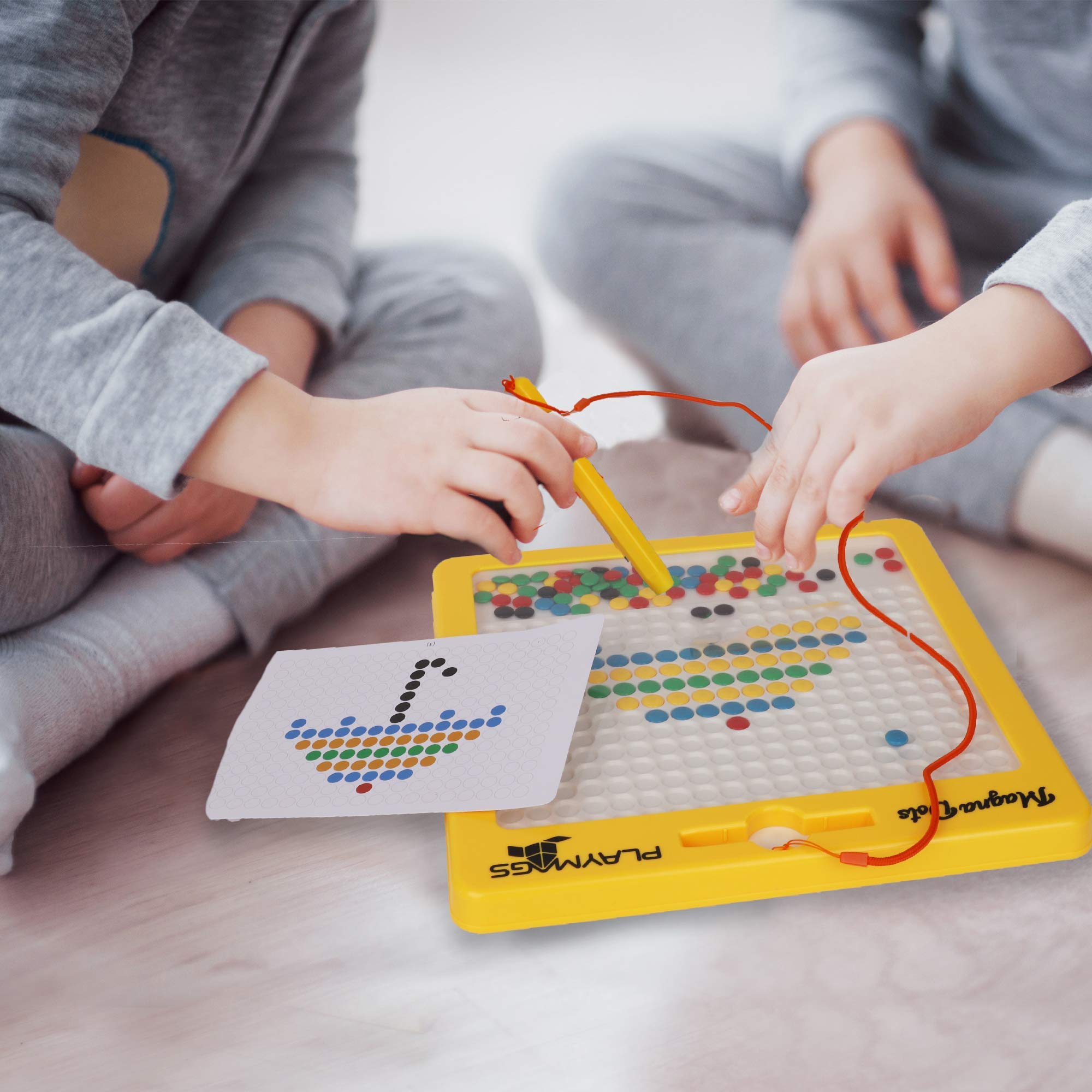 Playmags Magna Dots - 12.5" Magnetic Drawing Board for Kids - Reusable Doodle Toy