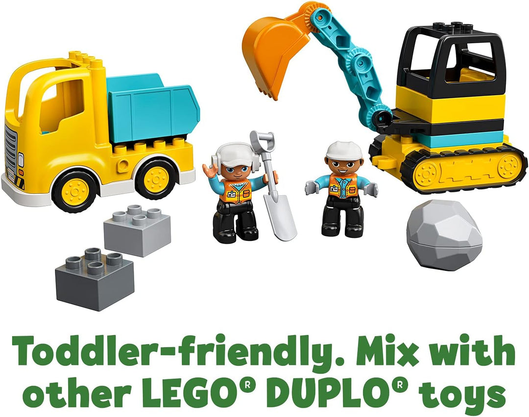 LEGO DUPLO Town Truck & Tracked Excavator Construction Playset for Toddlers 2+
