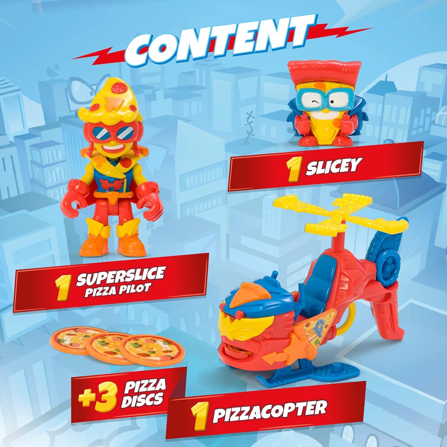 SUPERTHINGS - Pizzacopter Helicopter with Pizza Disc Launcher & Exclusive Figures 6