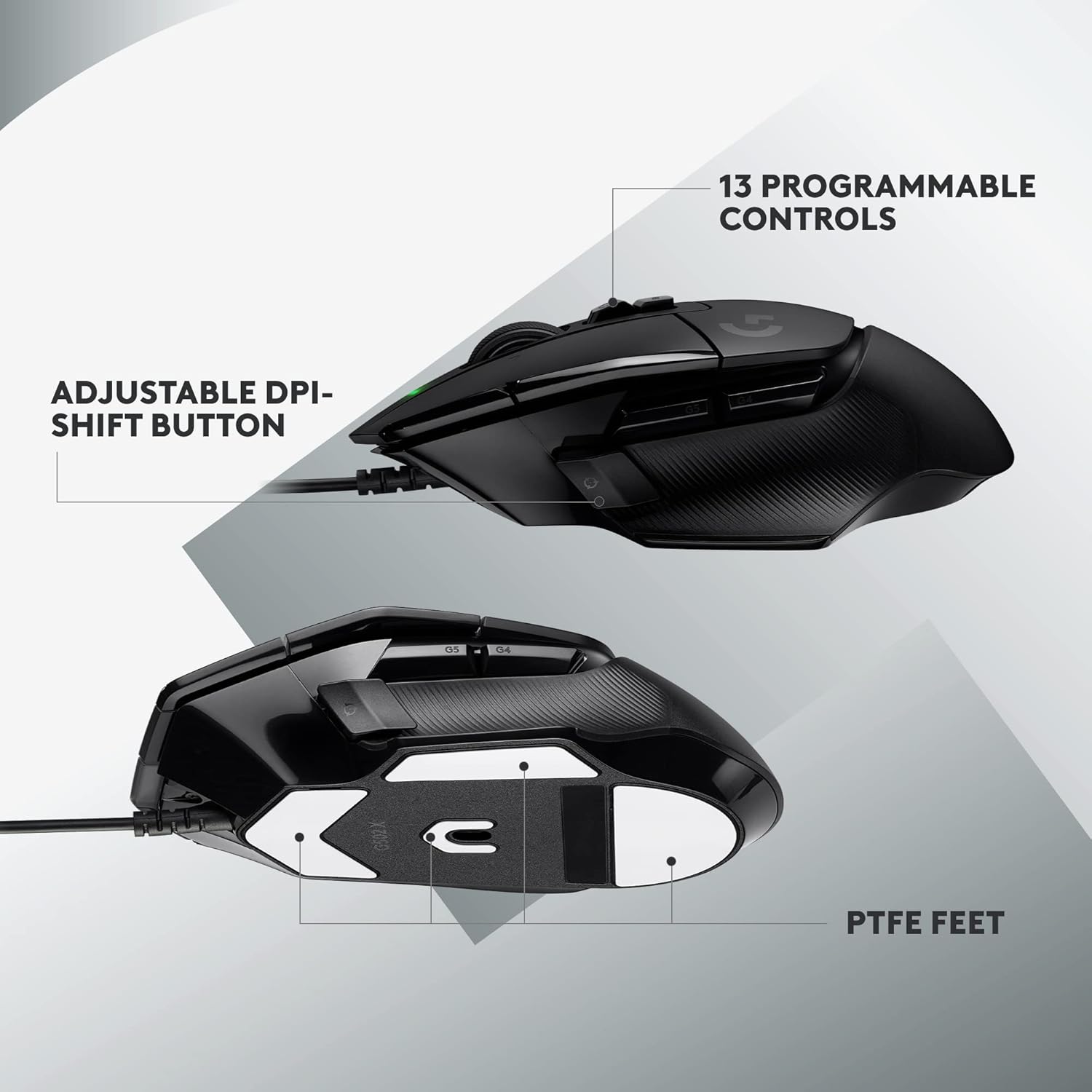 Logitech G G502 X Wired Gaming Mouse - Black with LIGHTFORCE Hybrid Optical-Mechanical Switches 6