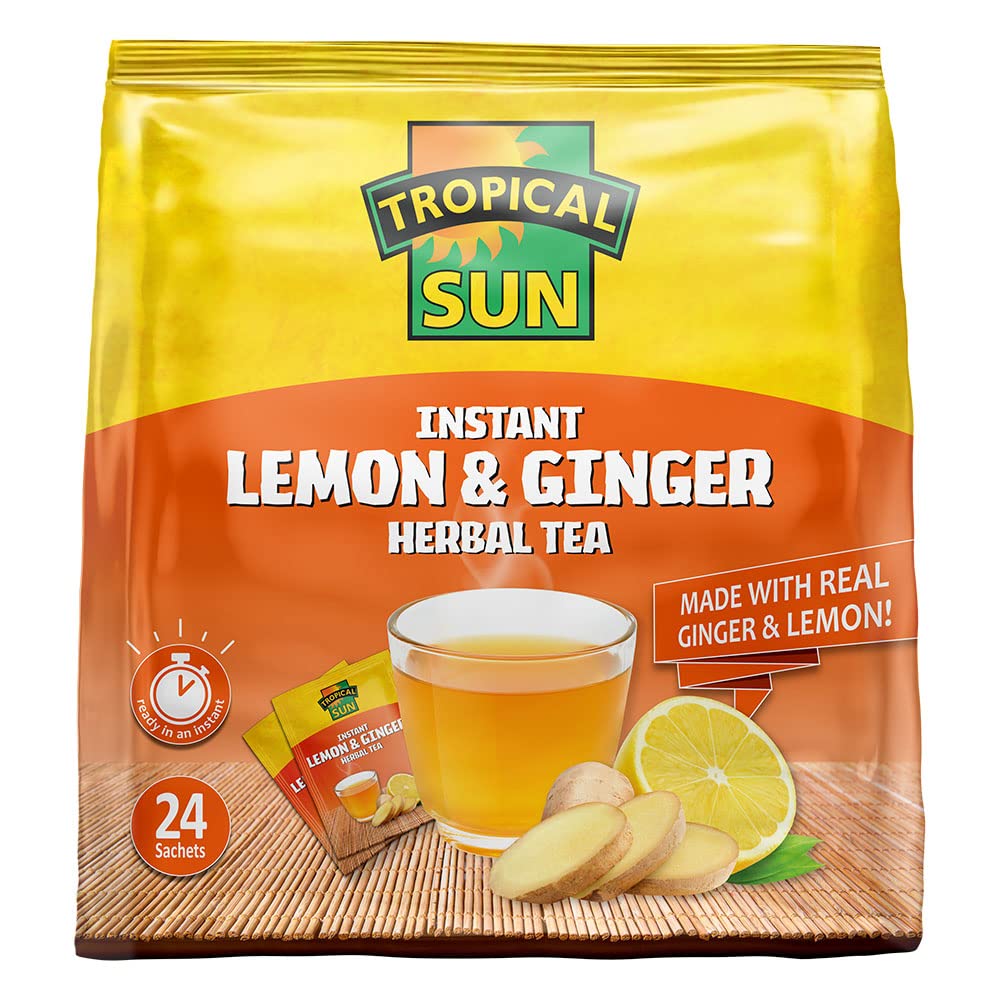Tropical Sun Instant Lemon & Ginger Herbal Tea - Sweet, Spicy & Refreshing Drink 1