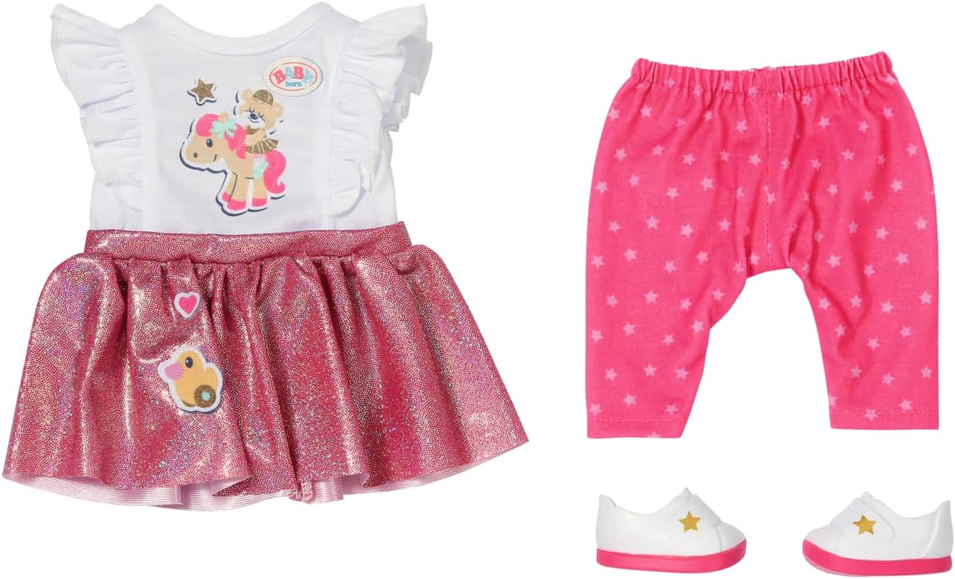 BABY born Little Everyday Outfit 836330 - Pink Star-Print 2-in-1 Dress & Top with Leggings and Shoes