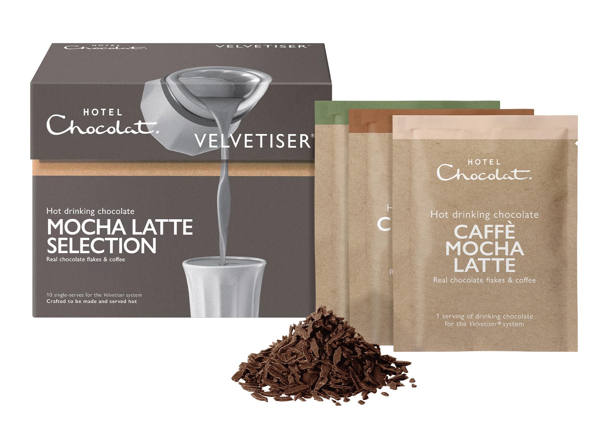 Hotel Chocolat Mocha Latte Selection - Caffè, Caramel, Hazelnut, Chocolate Flavours - 10 Sachets