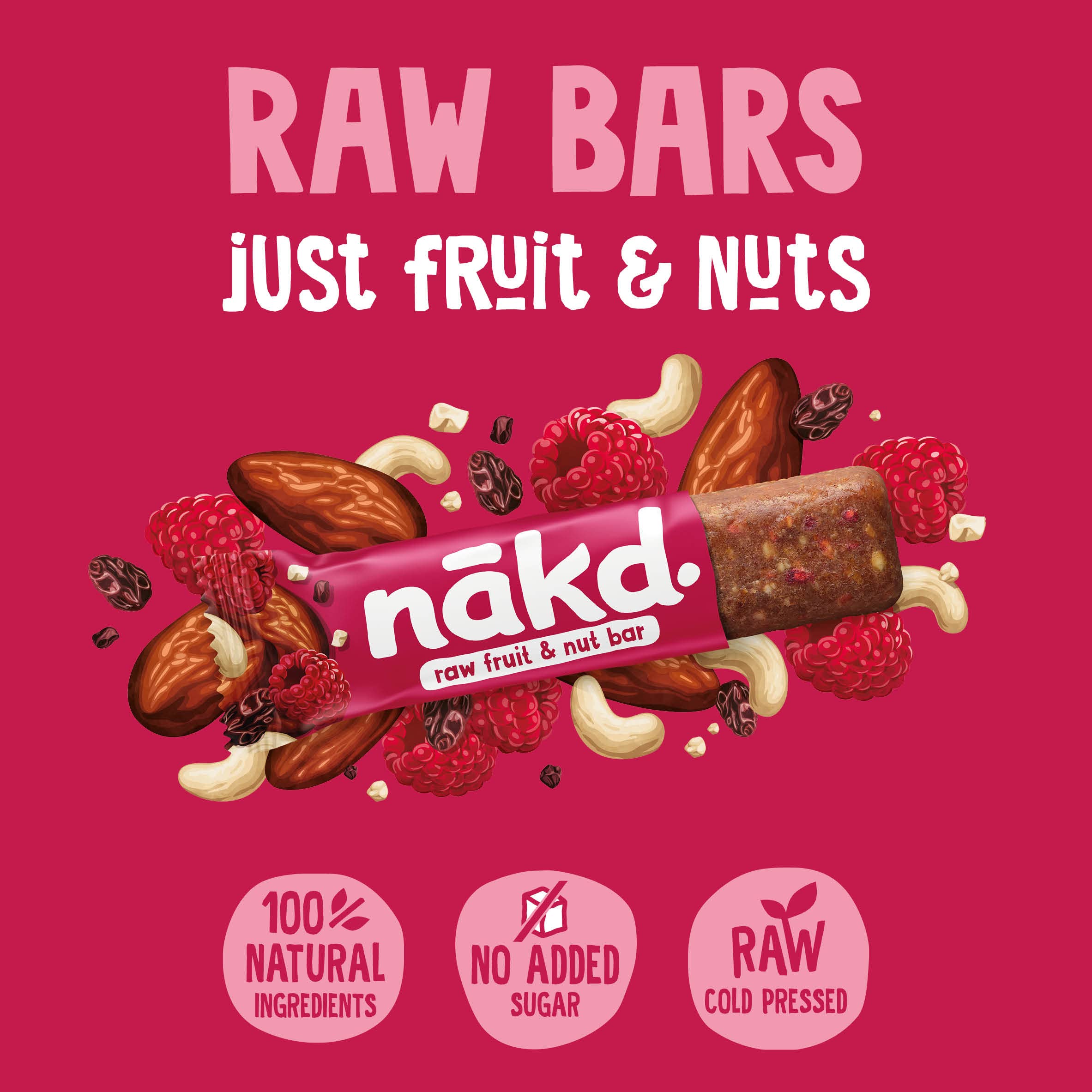 Nakd Berry Delight Raw Fruit & Nut Bar - Vegan, Gluten Free, No Added Sugar - 35g x 18 2