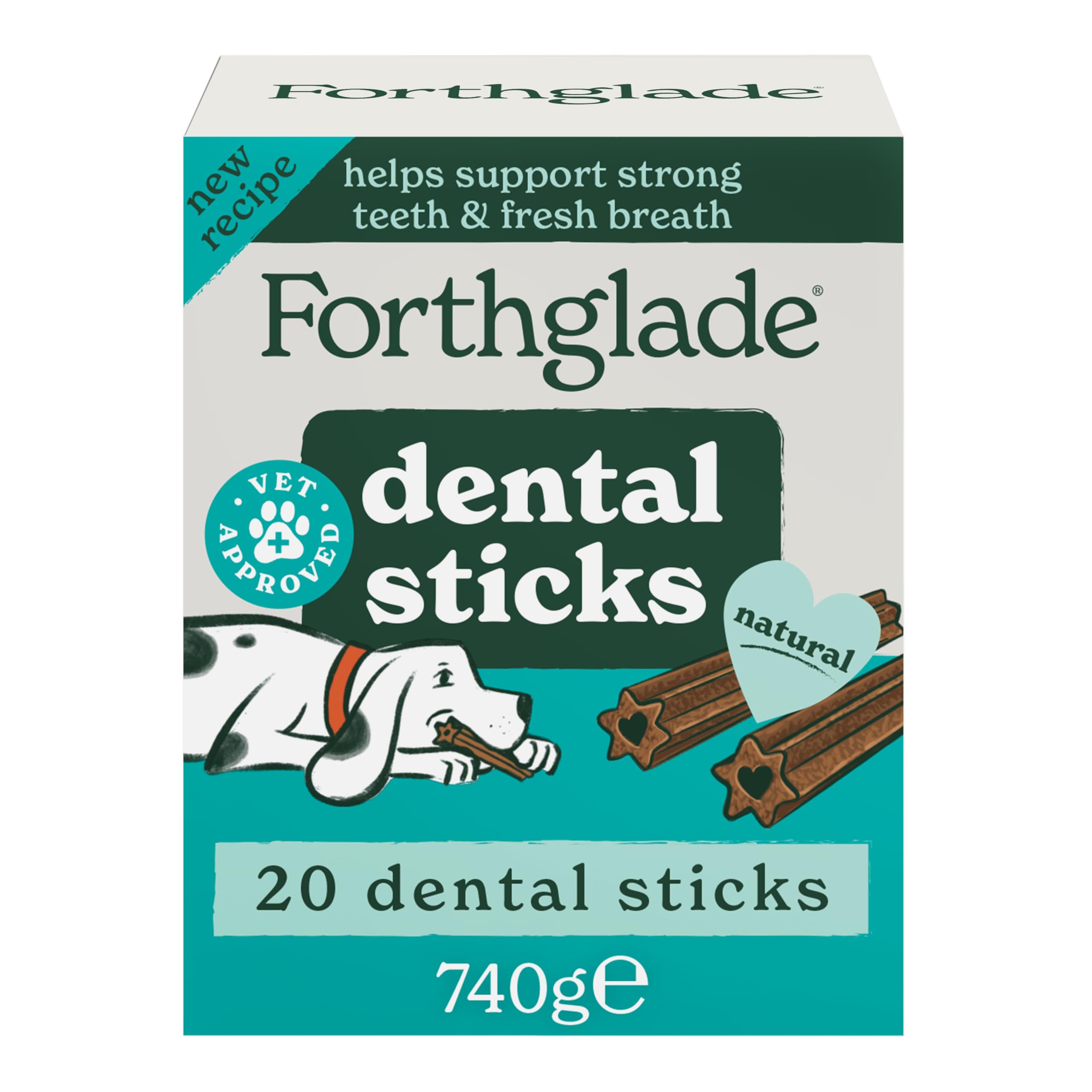 Forthglade Natural Dog Dental Sticks - Plant-Based & Grain Free for Adult Dogs (20 Sticks)