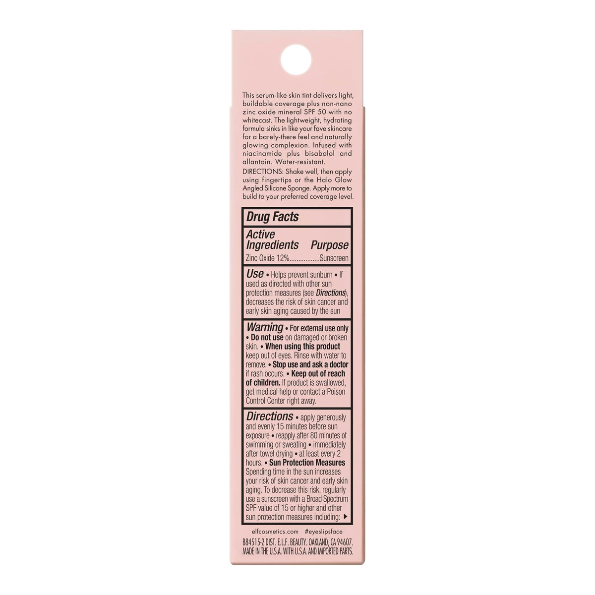 e.l.f. Halo Glow Skin Tint SPF 50 Tinted Moisturiser - 30 ml - 12 Tan Cool