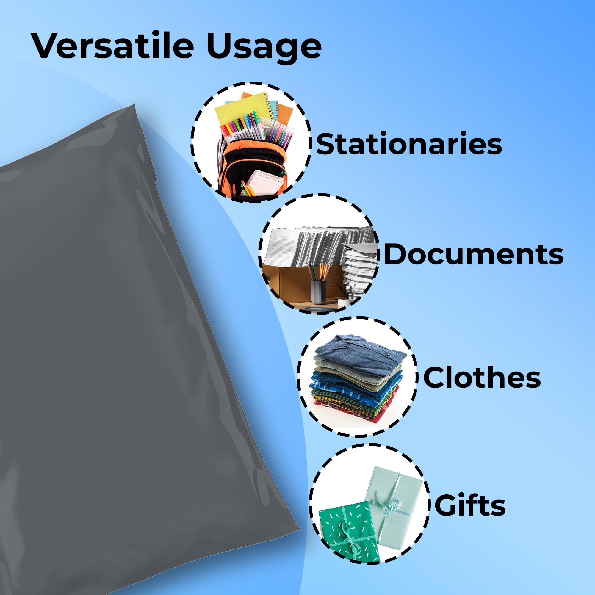 Double Dragon 50-Pack 12"x16" Self-Seal Grey Poly Mailer Bags |Self-Seal Sh 3