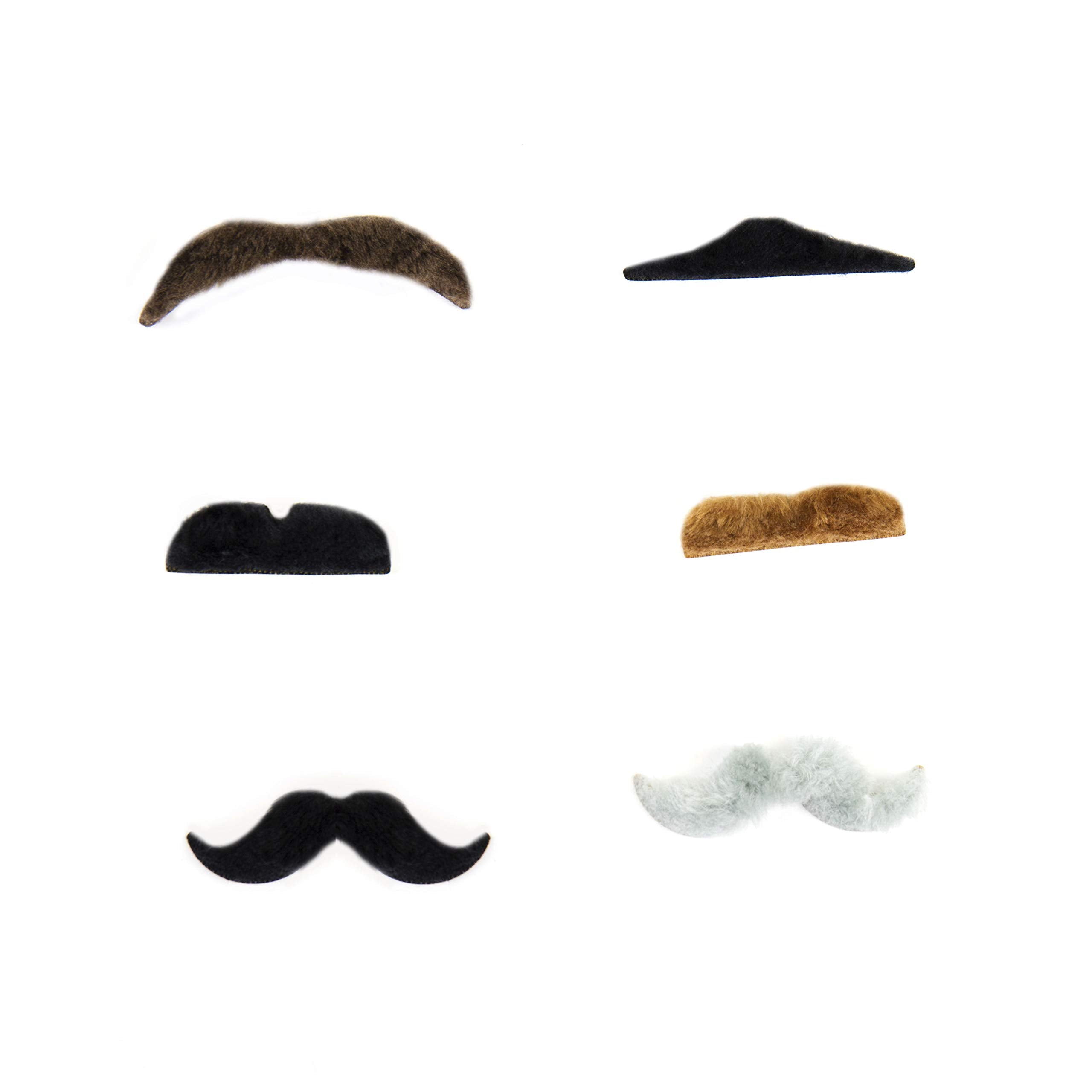 Spinning Hat Emergency Moustaches Set – Black/Brown/Grey, 6 Styles 3