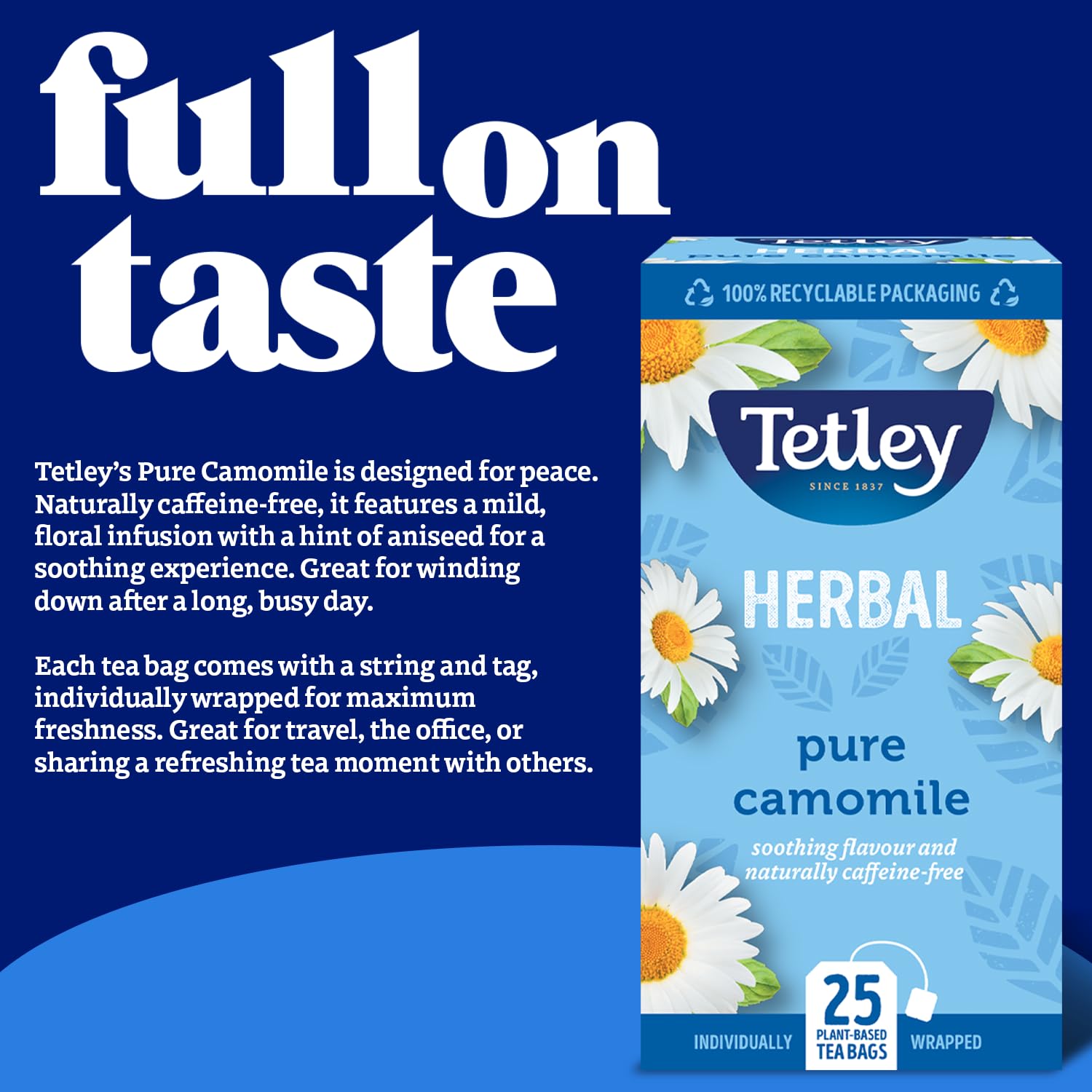Tetley Pure Camomile Herbal Tea - 4 Boxes of 20 Teabags (80 Total), Naturally Caffeine-Free 2