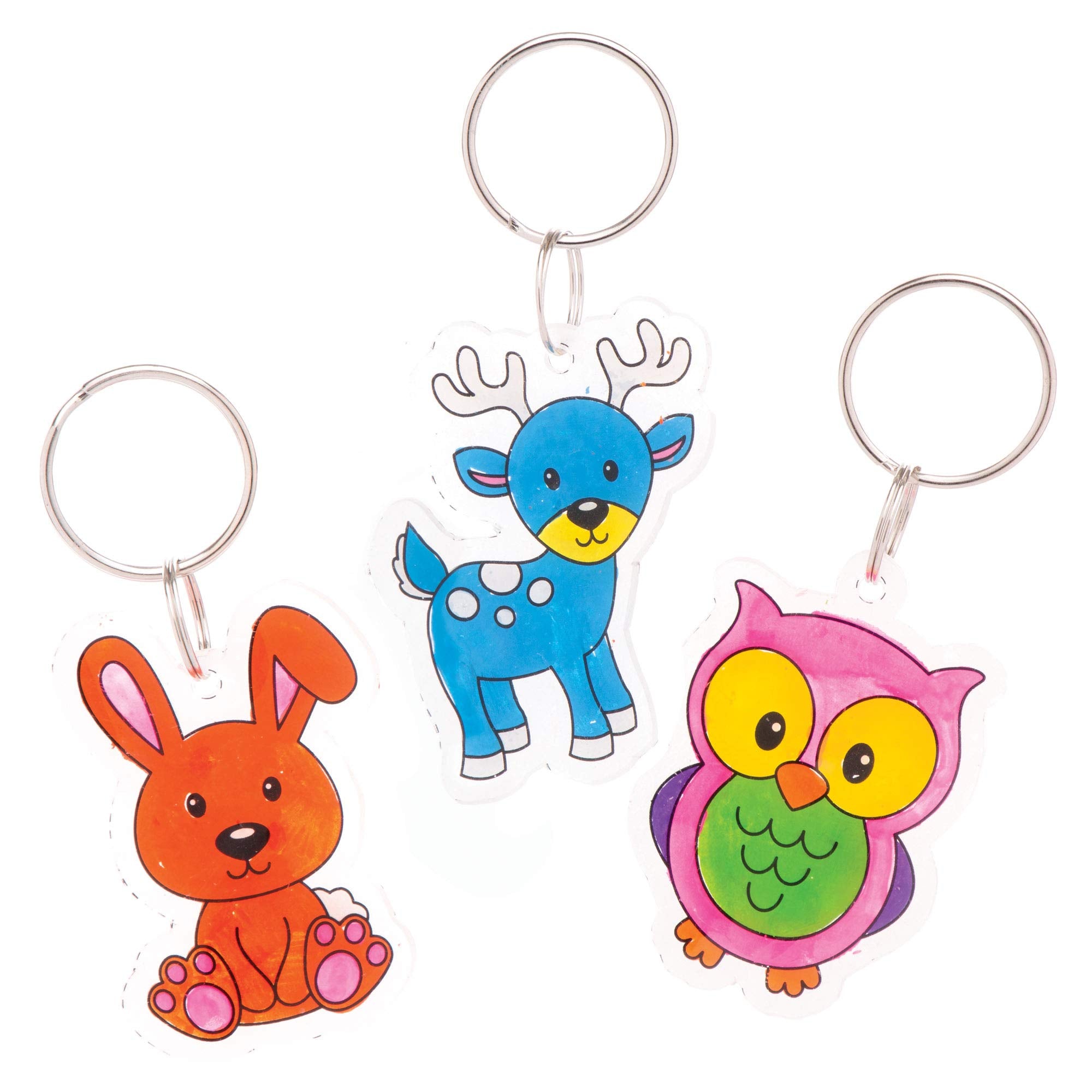 Baker Ross AW870 Woodland Animal Super Shrink Keyrings Craft Kit 9