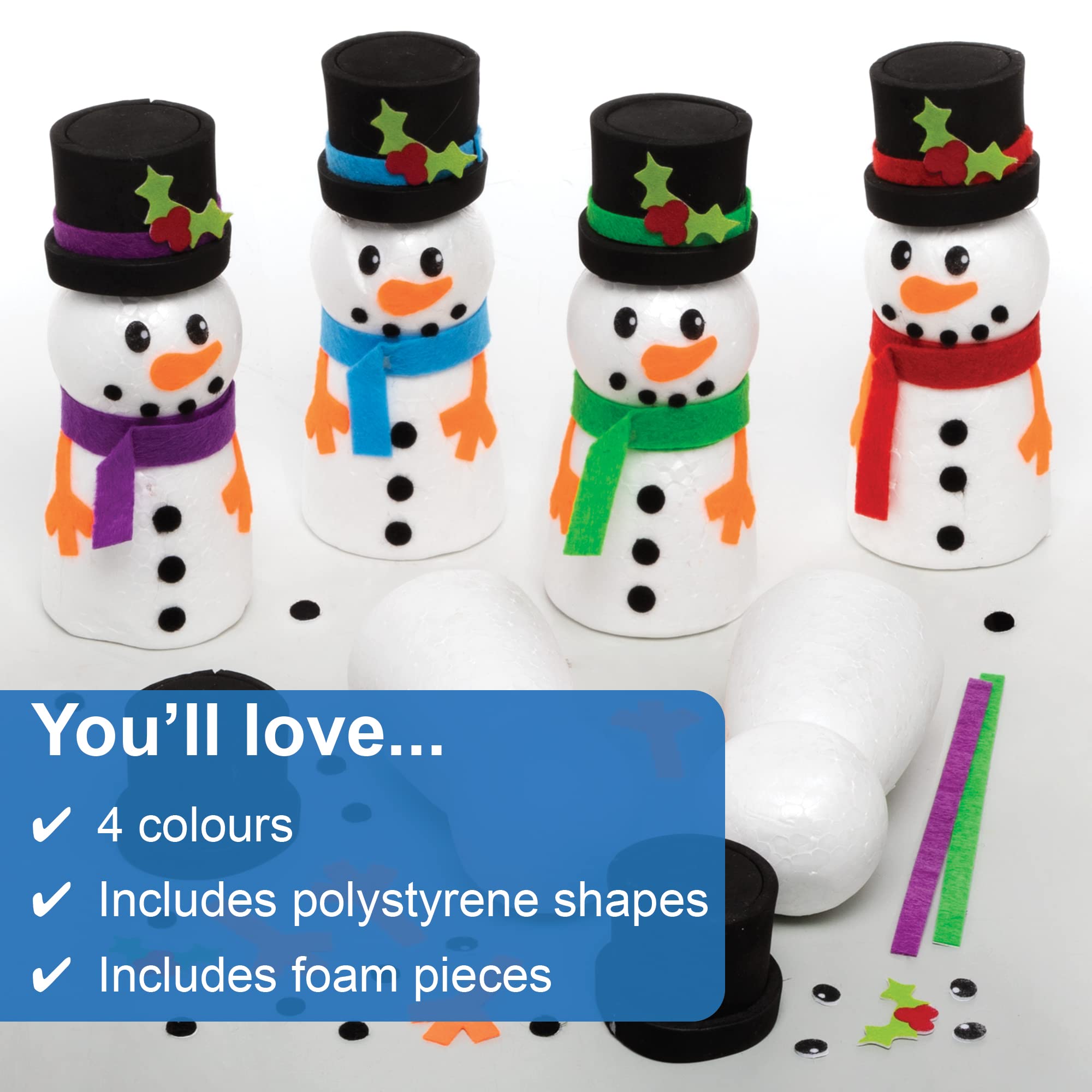 Baker Ross Build a Snowman Craft Kit - Pack of 4, Christmas Arts & Crafts for Kids 5