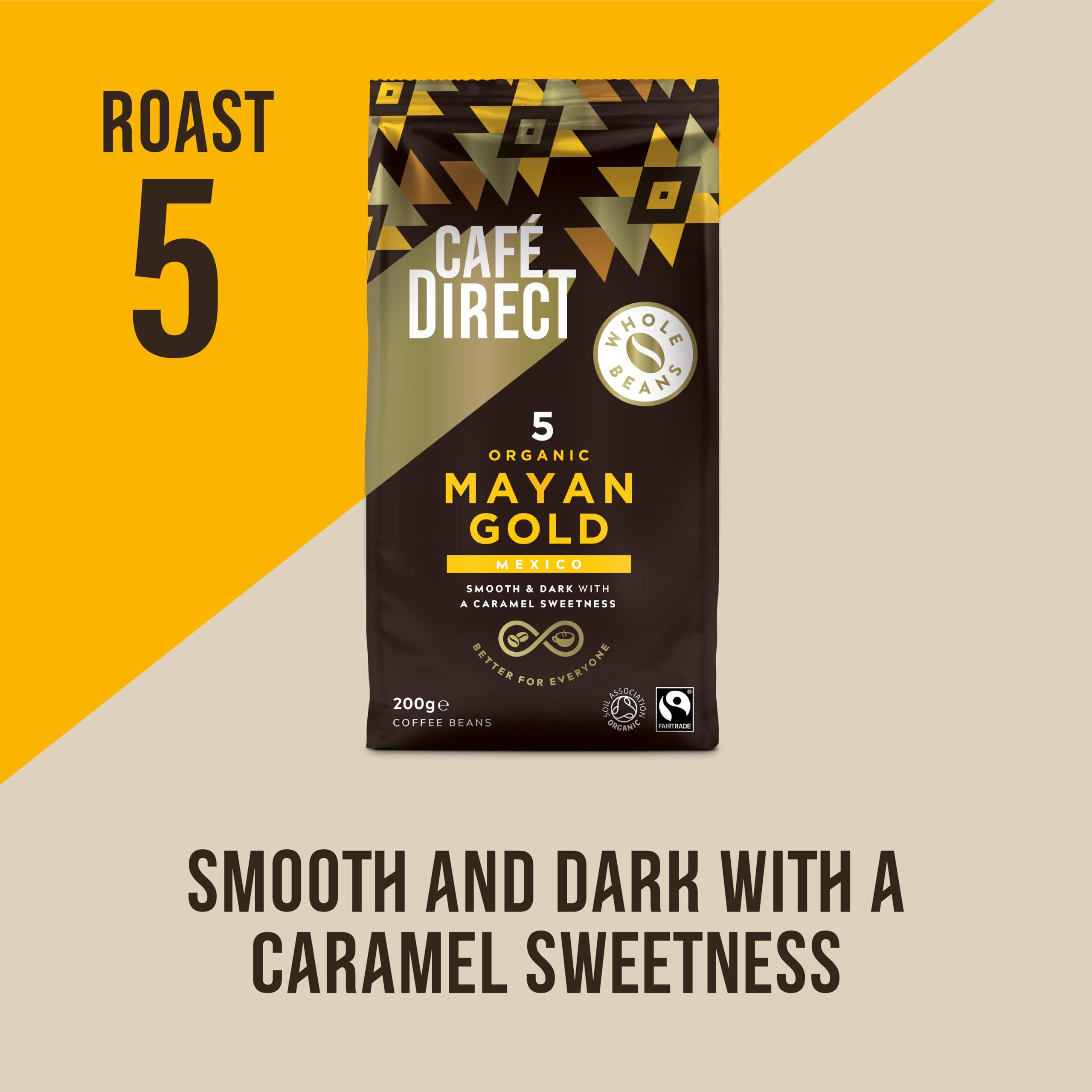 Café Direct Mayan Gold Mexico Organic Fairtrade Whole Bean Coffee 200g 3