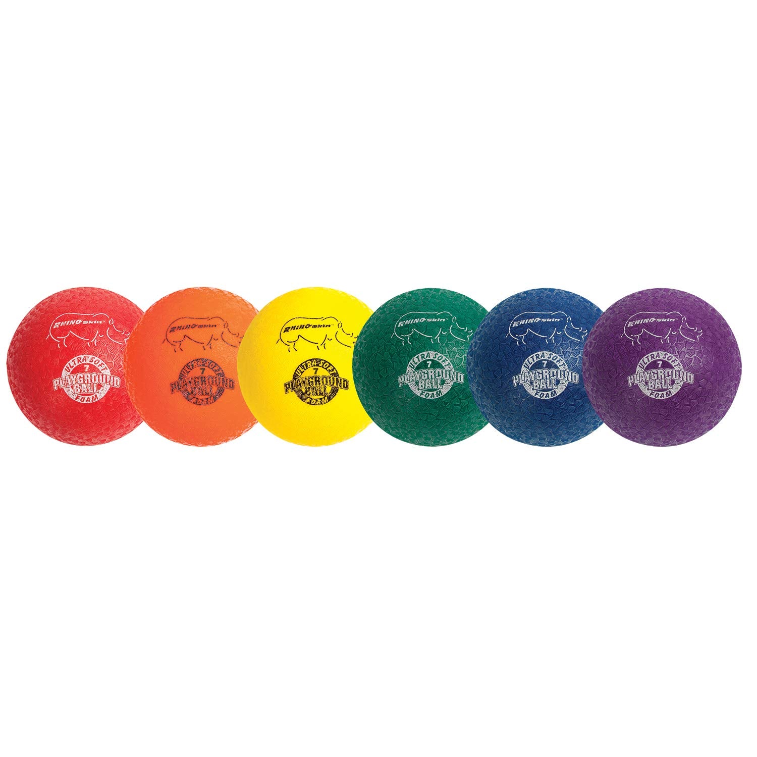 Champion Sports Rhino Skin Playground Ball Set - 7 Inch, Non-Sting Foam Core | 6 Balls Included 6