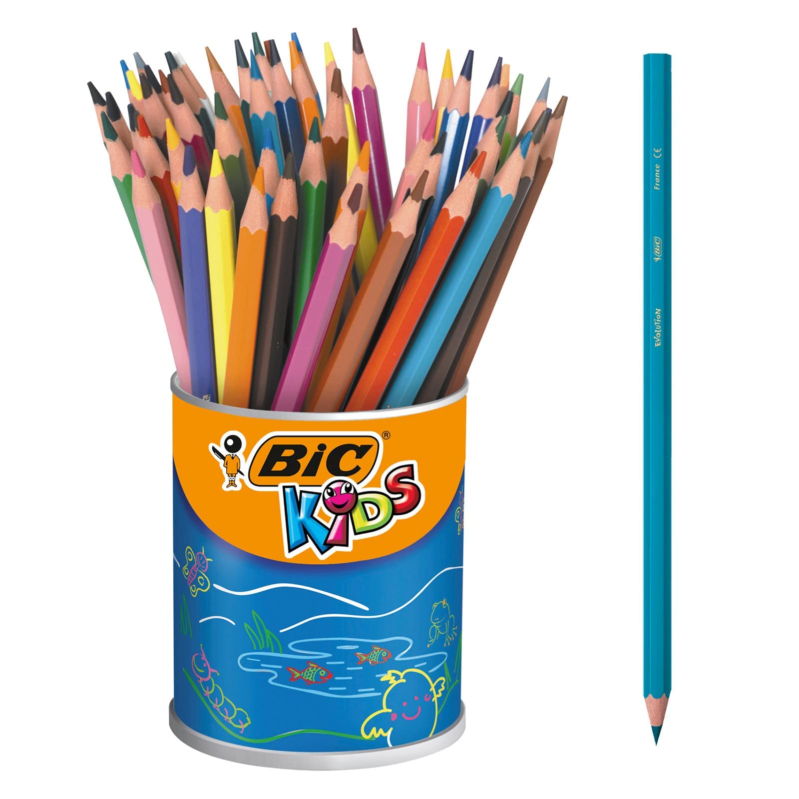 BIC Kids Evolution ECOlutions Colouring Pencils - 24 Assorted Colors, 60-Pencil Tin 1