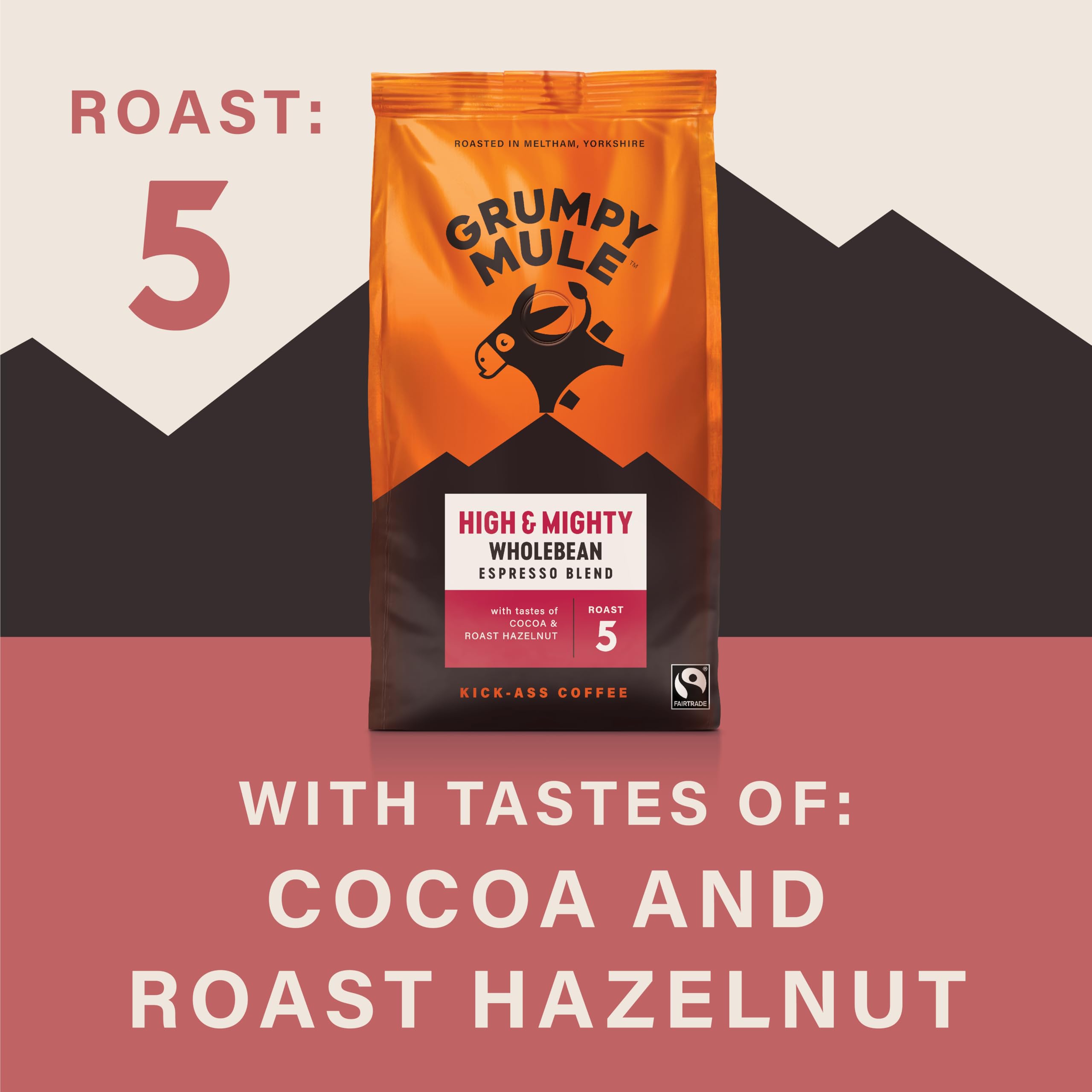 Grumpy Mule High and Mighty Espresso Blend Whole Coffee Beans - Fairtrade Arabica Coffee with Cocoa & Hazelnut Notes 4