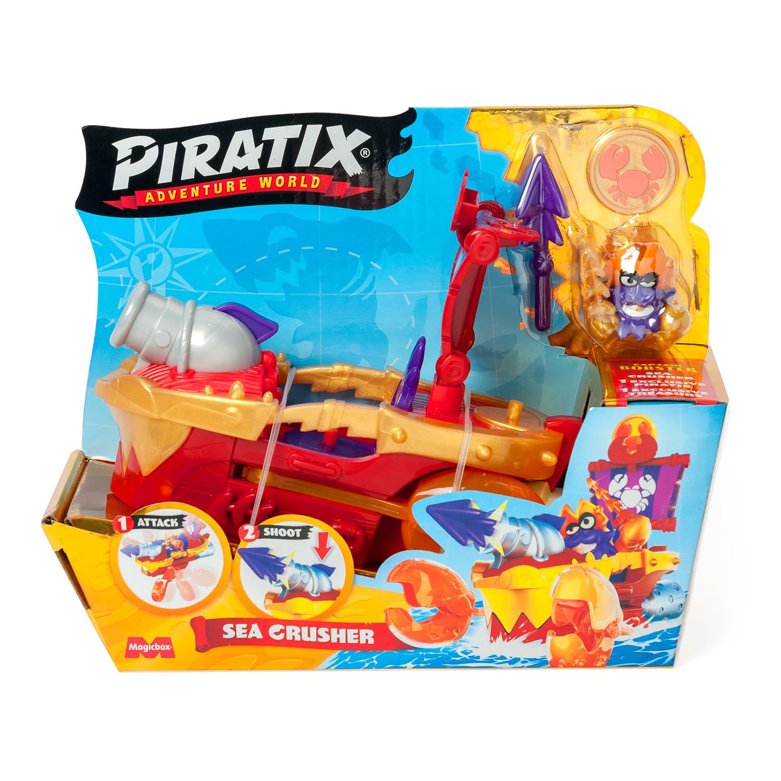 PIRATIX Sea Crusher Pirate Ship Playset - Crab-Themed Adventure with Captain Lobster Figure 9