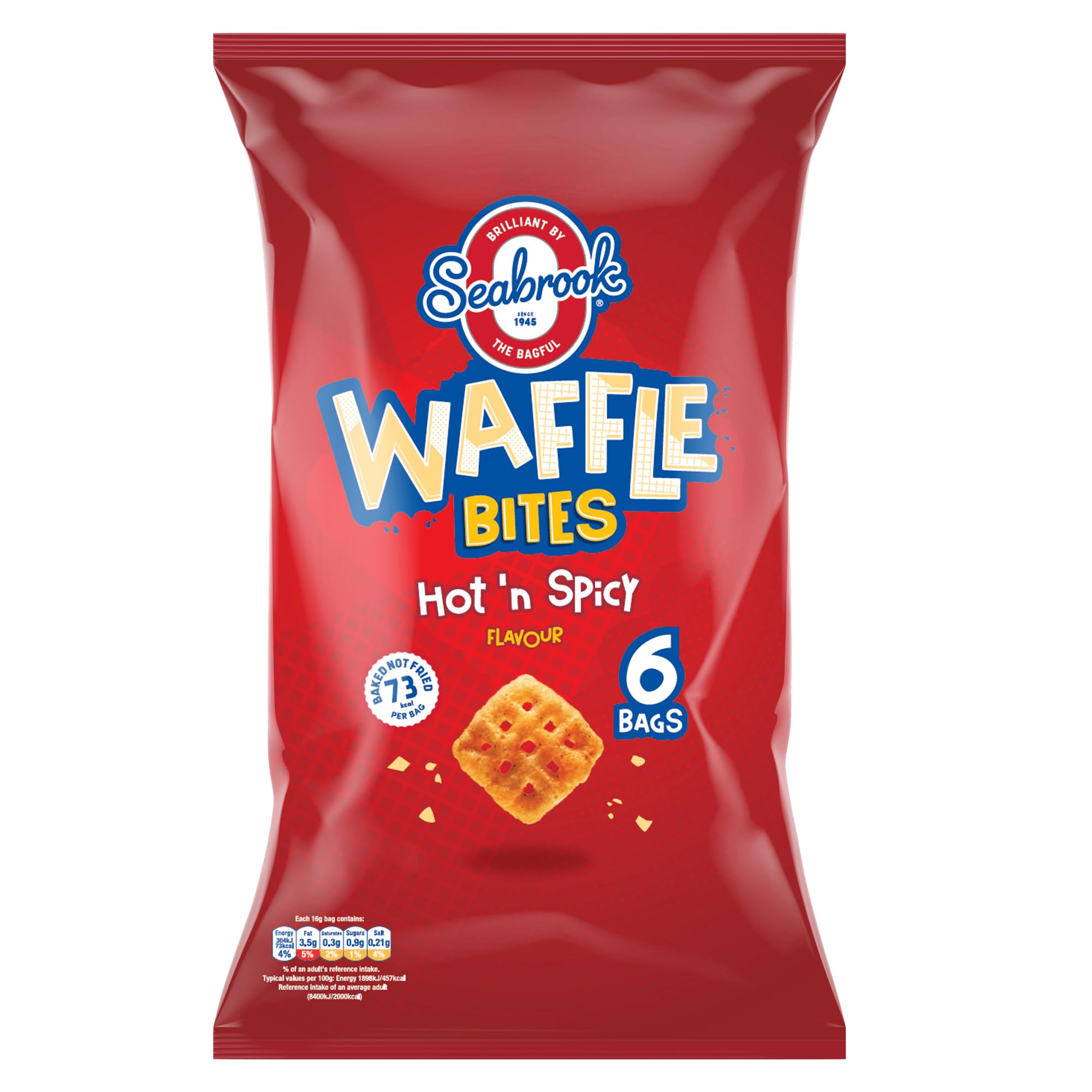 Seabrook Waffle Bites Hot & Spicy 6 Pack (6 x 16g) 1
