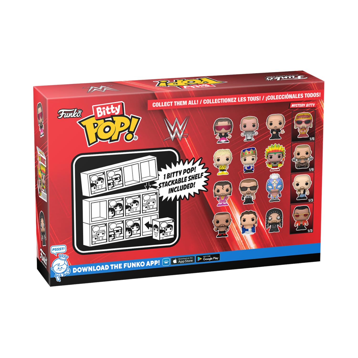 Funko Bitty POP! WWE 4-Pack: Dusty Rhodes, Jerry Lawler, Ric Flair + Mystery Figure 3