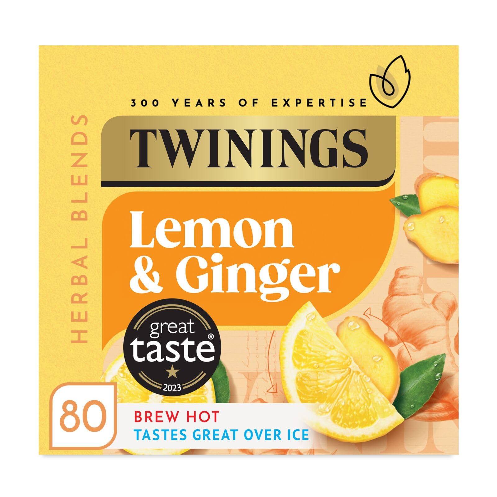 Twinings Lemon and Ginger Flavoured Herbal Tea - 80 Biodegradable Bags, Caffeine-Free 1