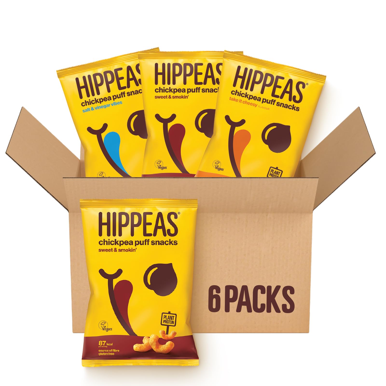 Hippeas Variety Pack Chickpea Puffs - 6 x 78g Sharing Bags | Vegan, Gluten-Free Snacks 1