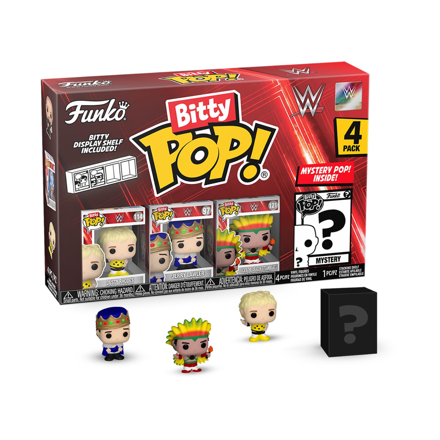 Funko Bitty POP! WWE 4-Pack: Dusty Rhodes, Jerry Lawler, Ric Flair + Mystery Figure