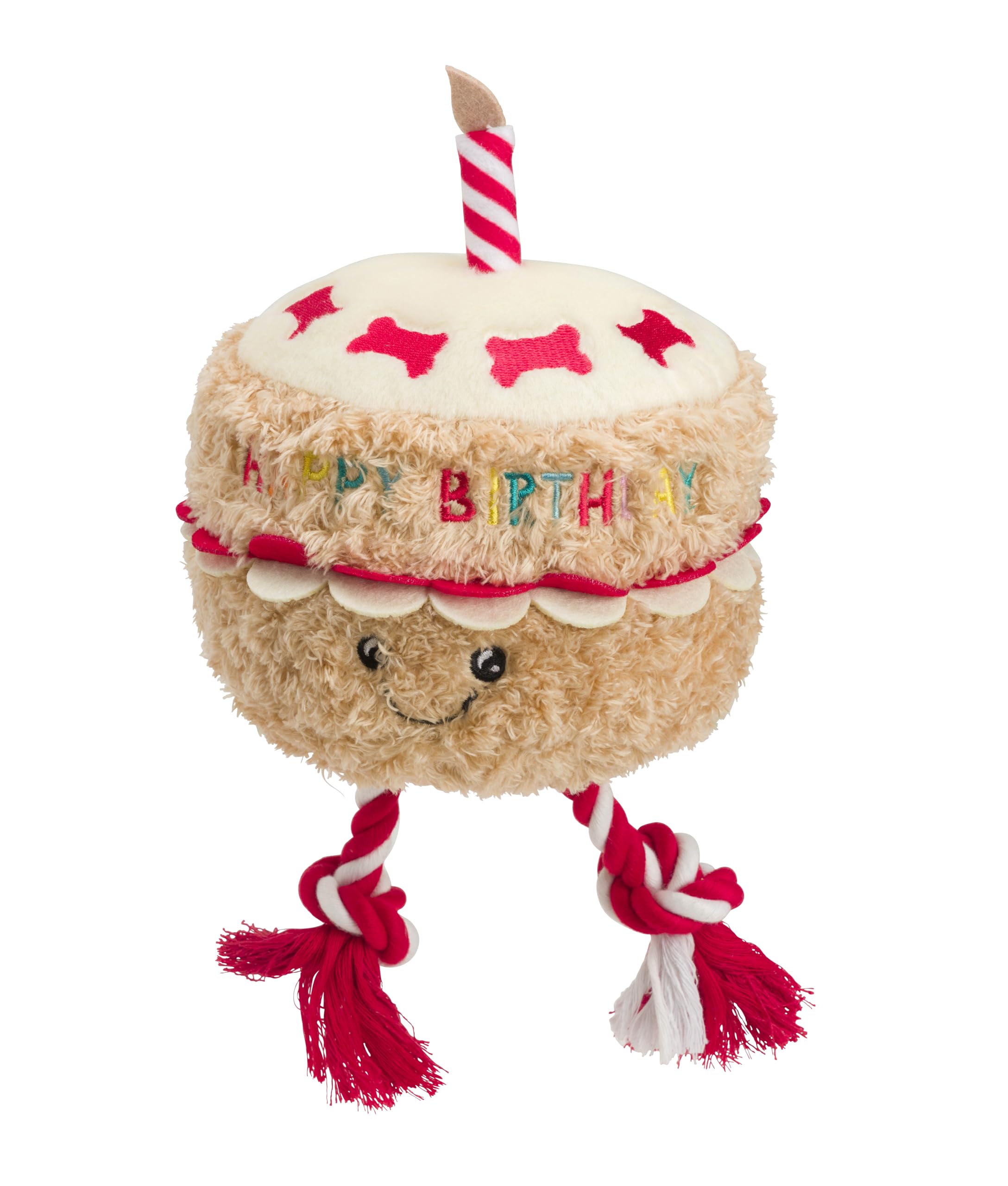 House of Paws Birthday Cake Dog Toy - Plush, Squeaker, Rope | Large 1
