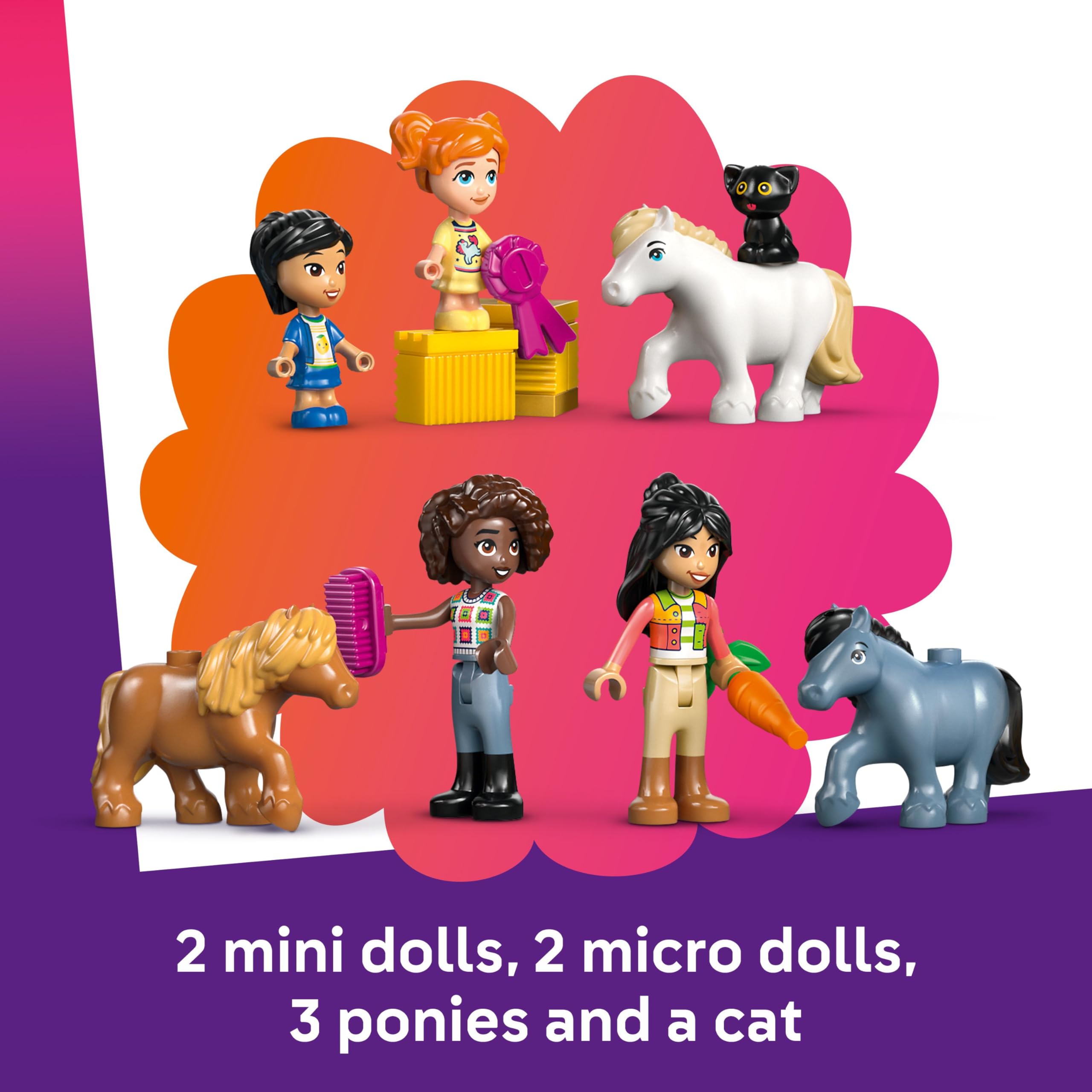 LEGO Friends Pony Ranch & Stable Toy - Building Set with 4 Mini Dolls, 3 Ponies, Cat Figure & Cart for Kids 7+ 2