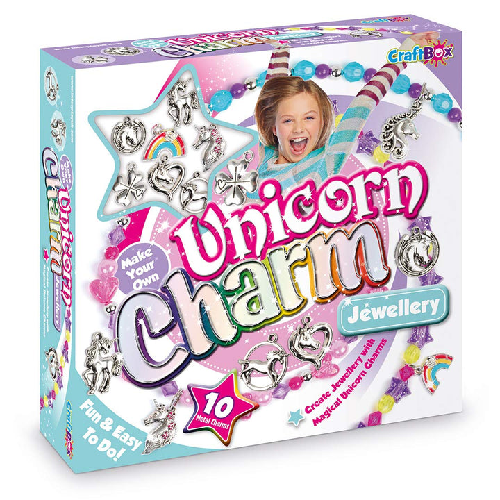 Craftbox CB806 Unicorn Charm Jewellery Craft Set - Create 10+ Pieces, Ages 4+