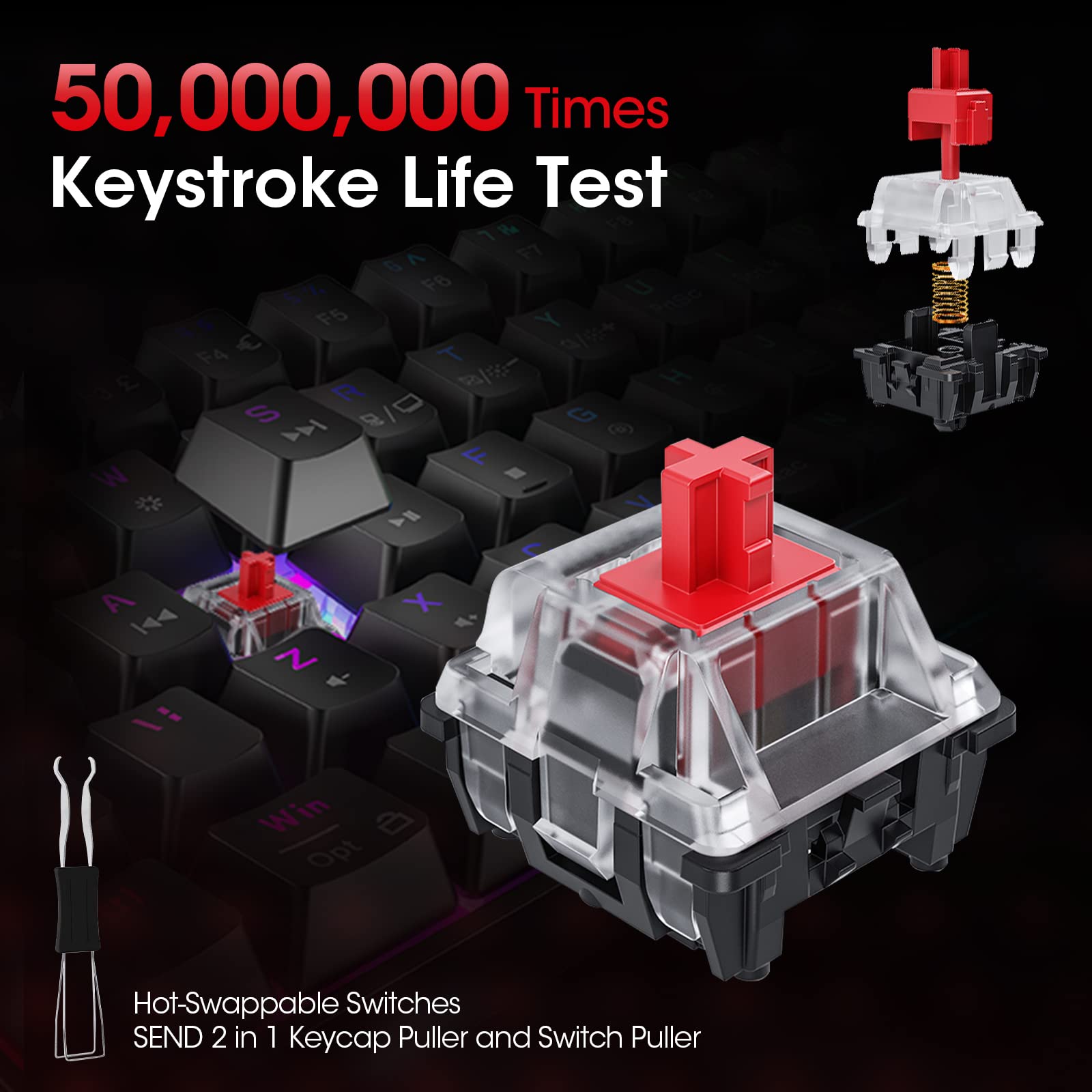 KOORUI MK061 60% Mechanical Gaming Keyboard - Red Switch, RGB Backlit, Hot-Swappable, Wired Compact Keyboard for PC & Mac 6