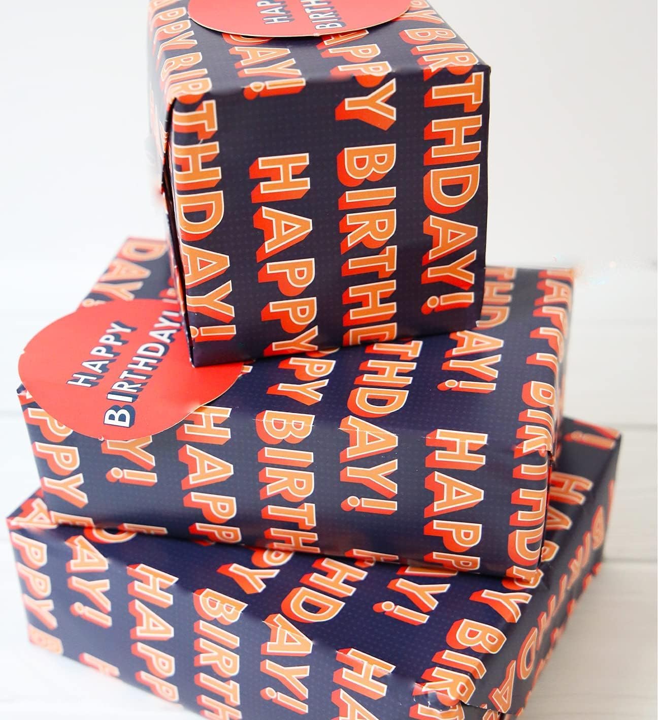 Abacus Birthday Text Gift Wrap Pack - 2 Sheets & 2 Tags | 100gsm Coated Paper | Plastic Free 3