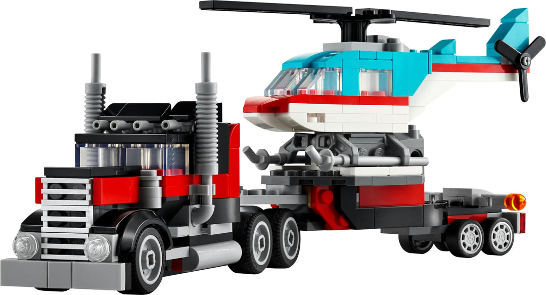 LEGO Creator 3in1 Flatbed Truck with Helicopter - 270 Piece Building Set for Ages 7+