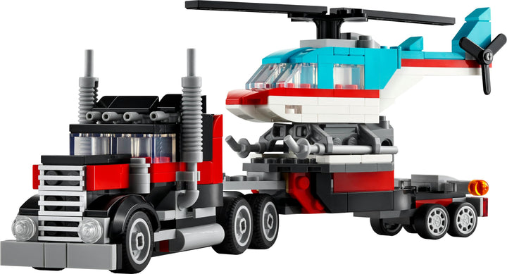 LEGO Creator 3in1 Flatbed Truck with Helicopter - 270 Piece Building Set for Ages 7+