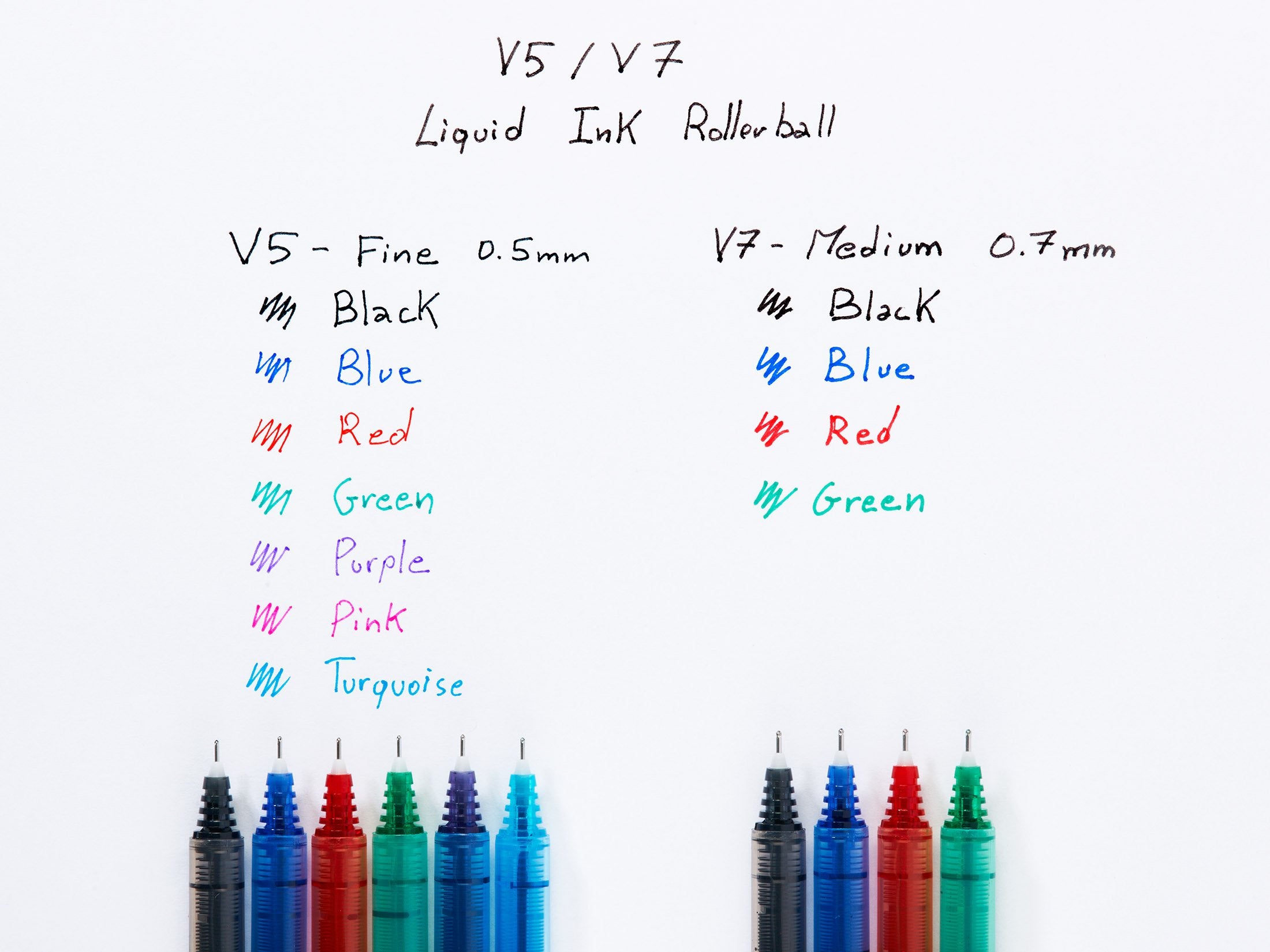 PILOT V5 Liquid Ink Rollerball Pen Set - Smooth Skip-Free Writing | 0.5mm Fine Tip | Black, Green, Purple 5