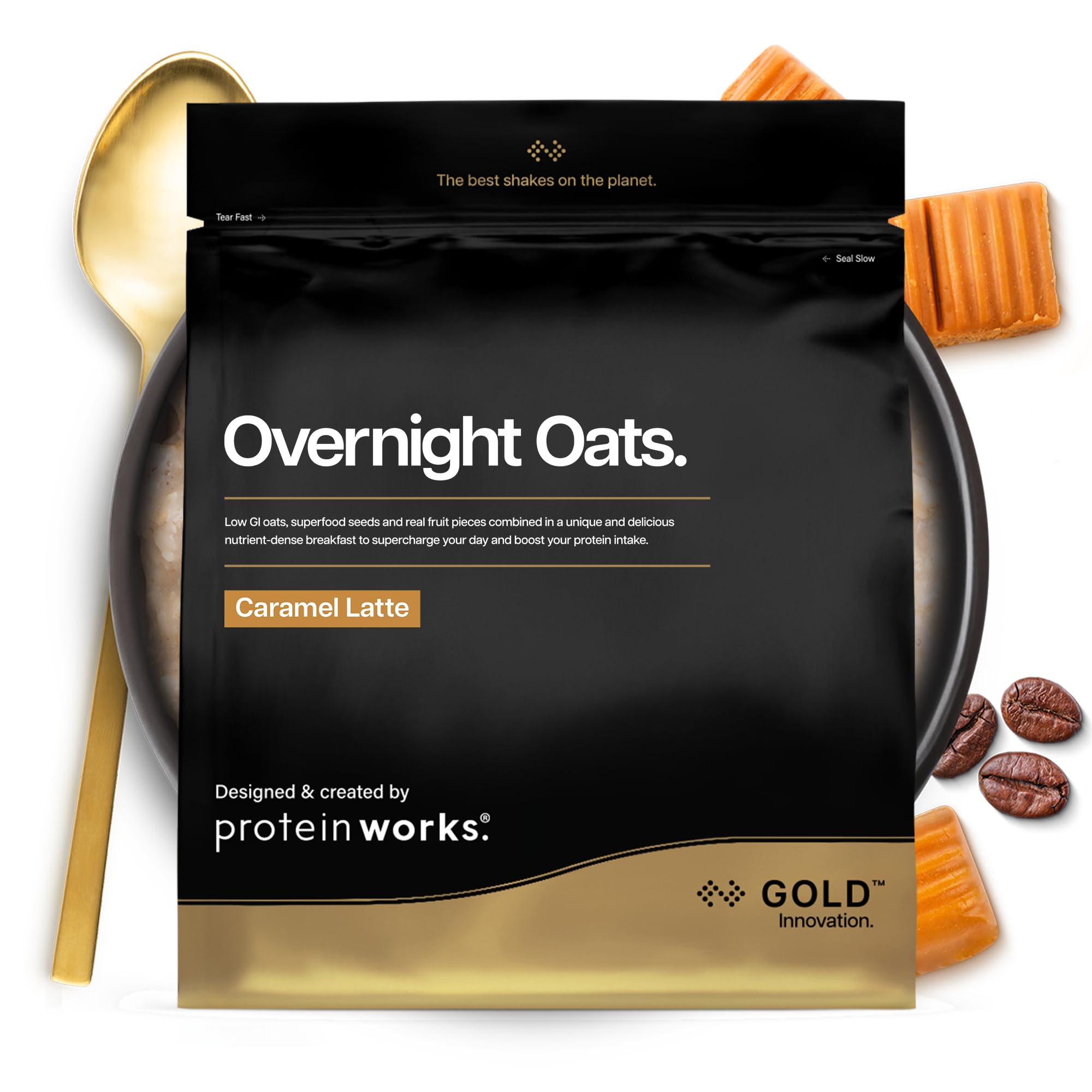 Protein Works Overnight Oats - Caramel Latte | High Protein | Low Sugar | 500 g