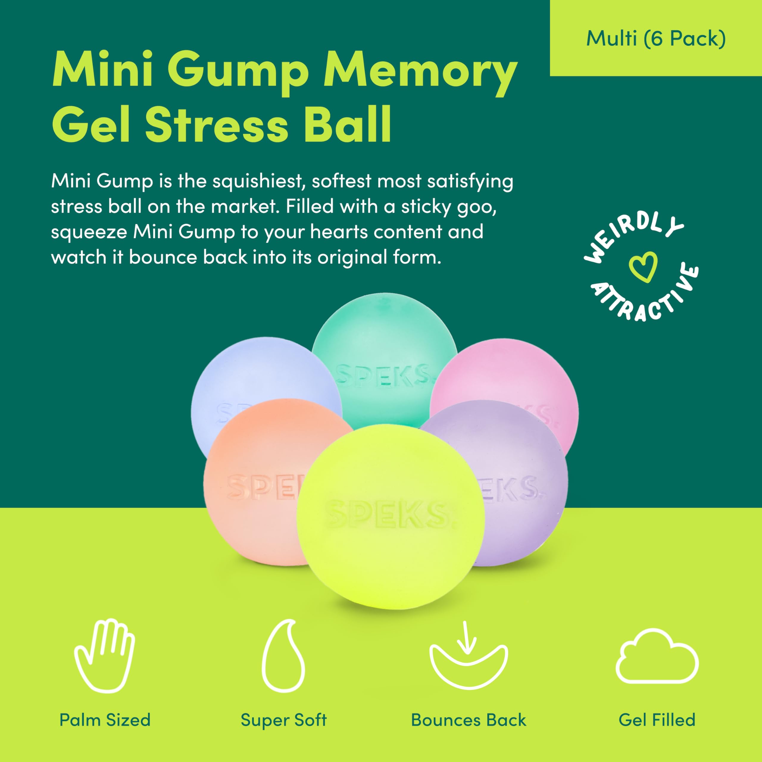 Speks Mini Gump Stress Balls - Ultra Soft Squishy Fidget Toy | Palm-Sized | TPR & Maltose Gel