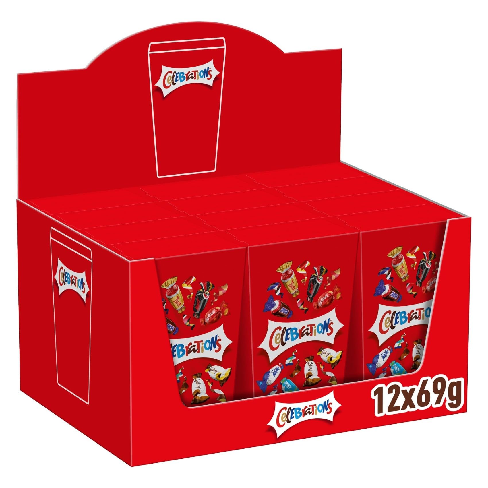 Celebrations Mini Box Case - Assorted Milk Chocolates, 12 x 69g Wrapped Mini Bars 1